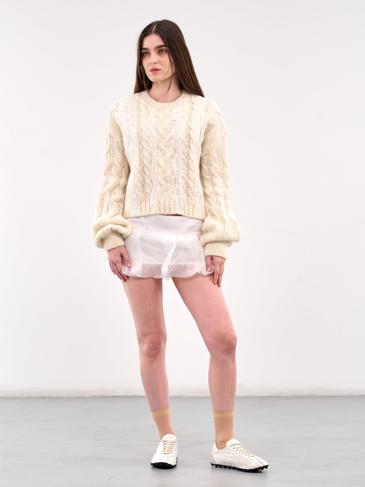 Lace Detailed Cable Knit Sweater - 6