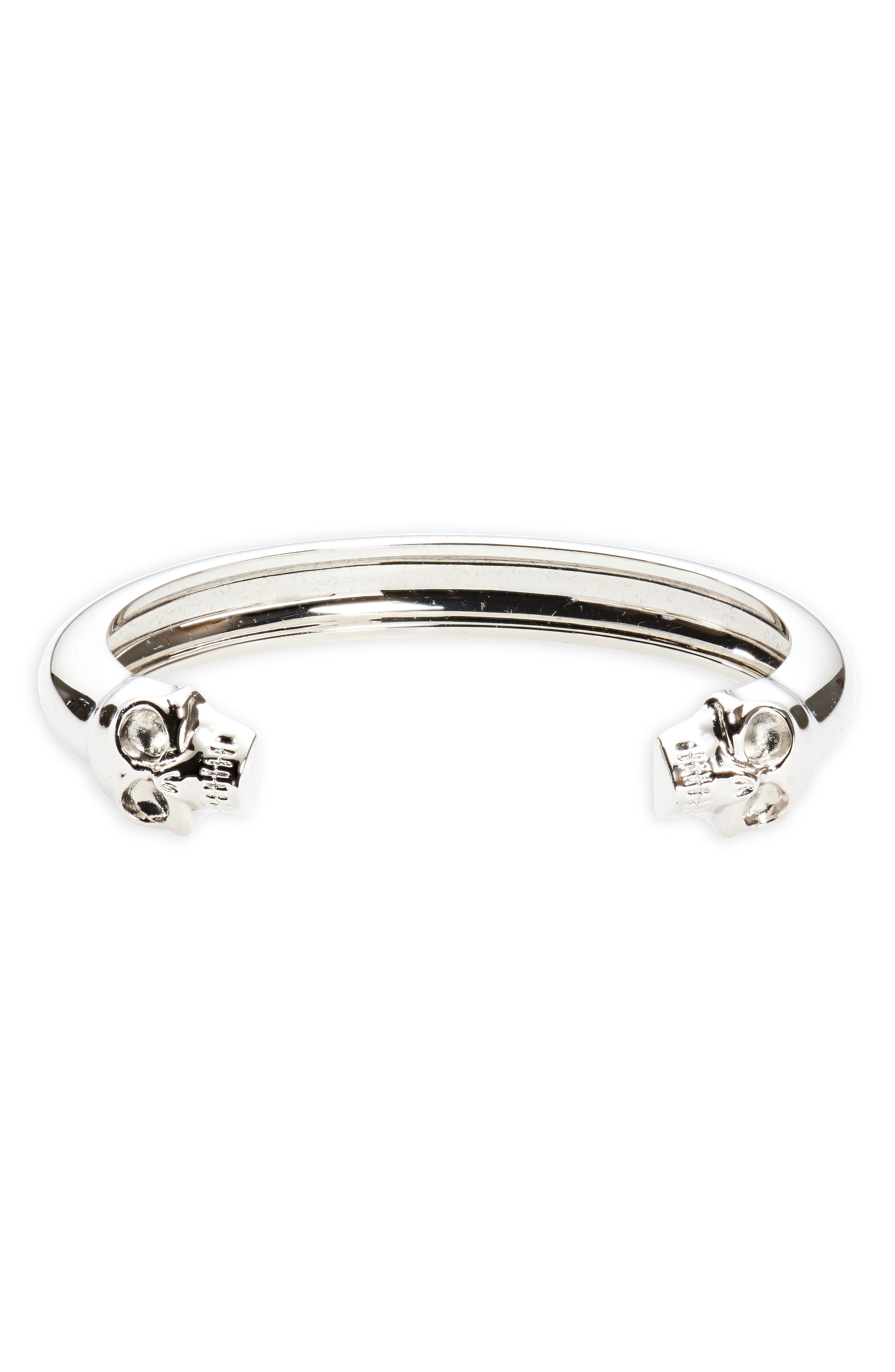 Alexander McQueen Men's Twin Skulls Cuff Bracelet in Palladio at Nordstrom - 1