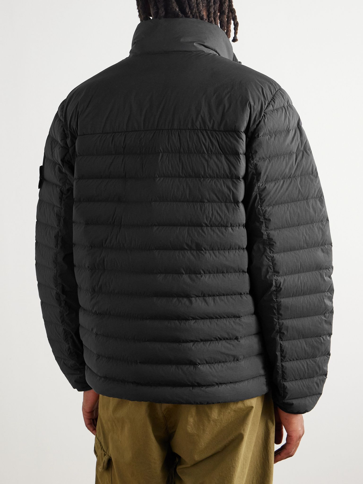 Logo-Appliquéd Quilted Shell Half-Zip Down Jacket Black - 3