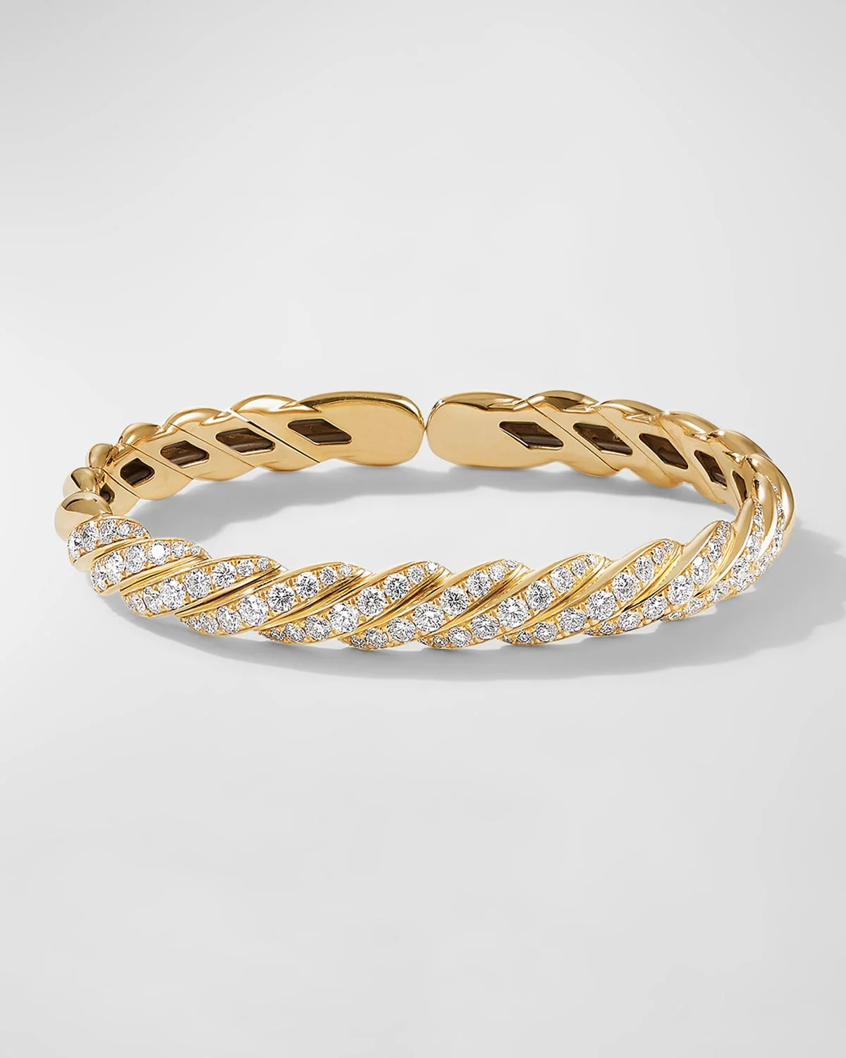Sculpted Cable Flex Bracelet with Diamonds in 18K Gold, 7.5mm - 1