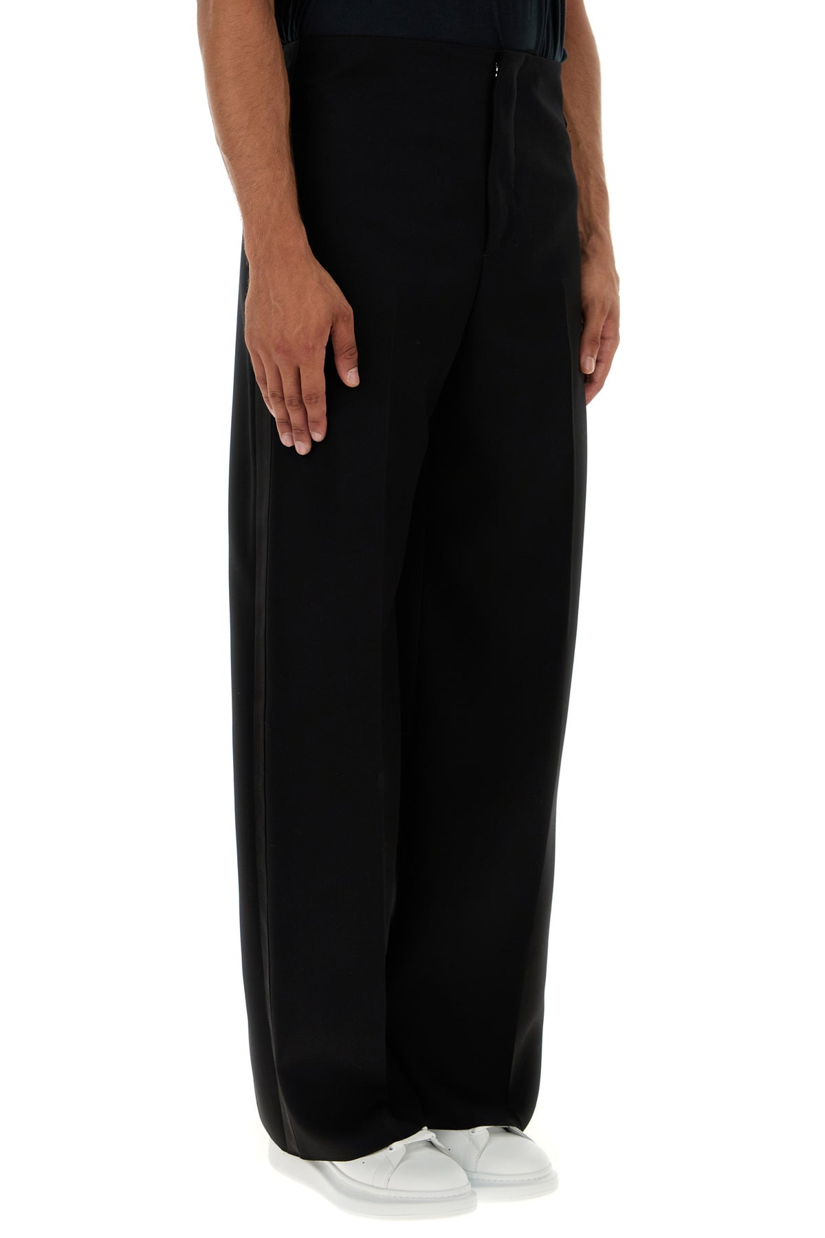 Black wool wide-leg pant - 3