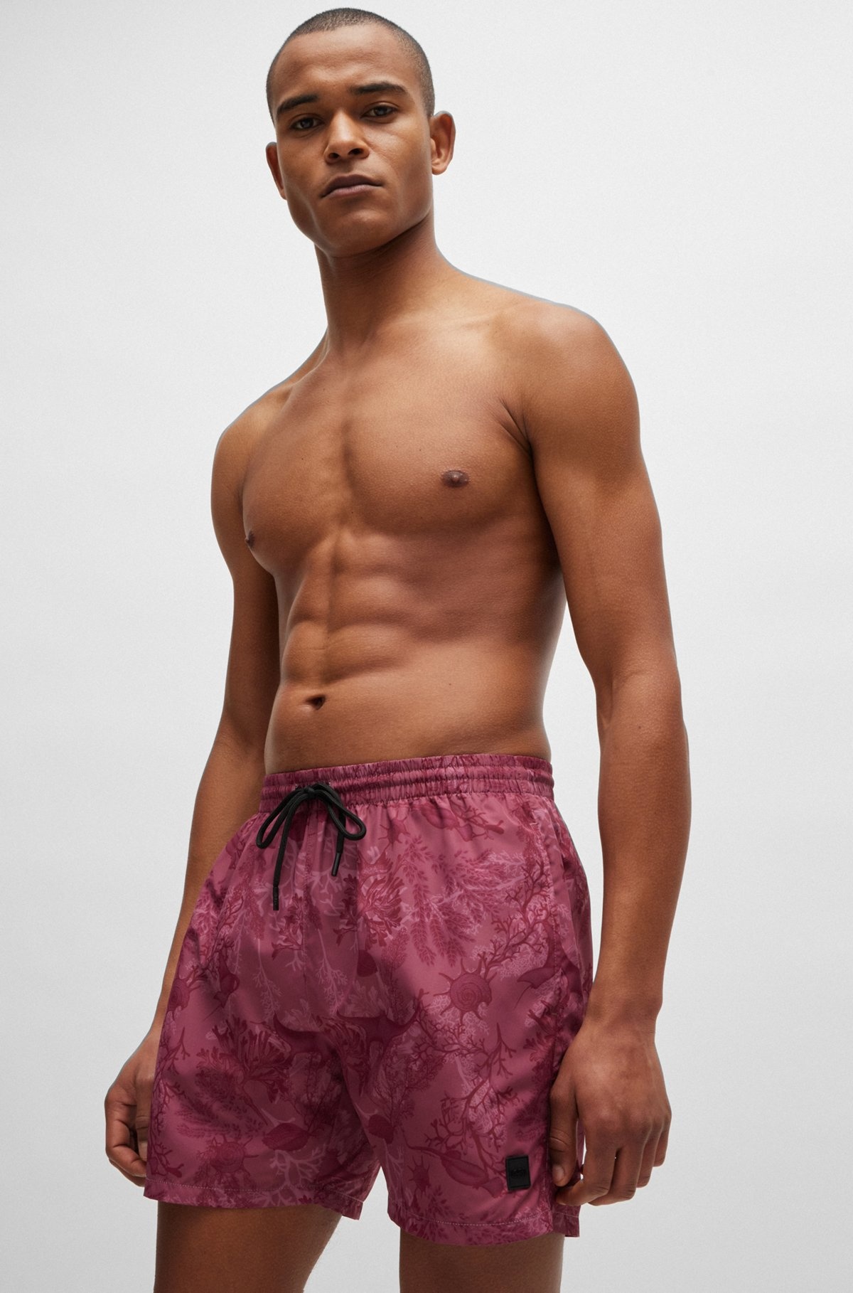 LOGO-BADGE SWIM SHORTS WITH SEASONAL PRINT - 3
