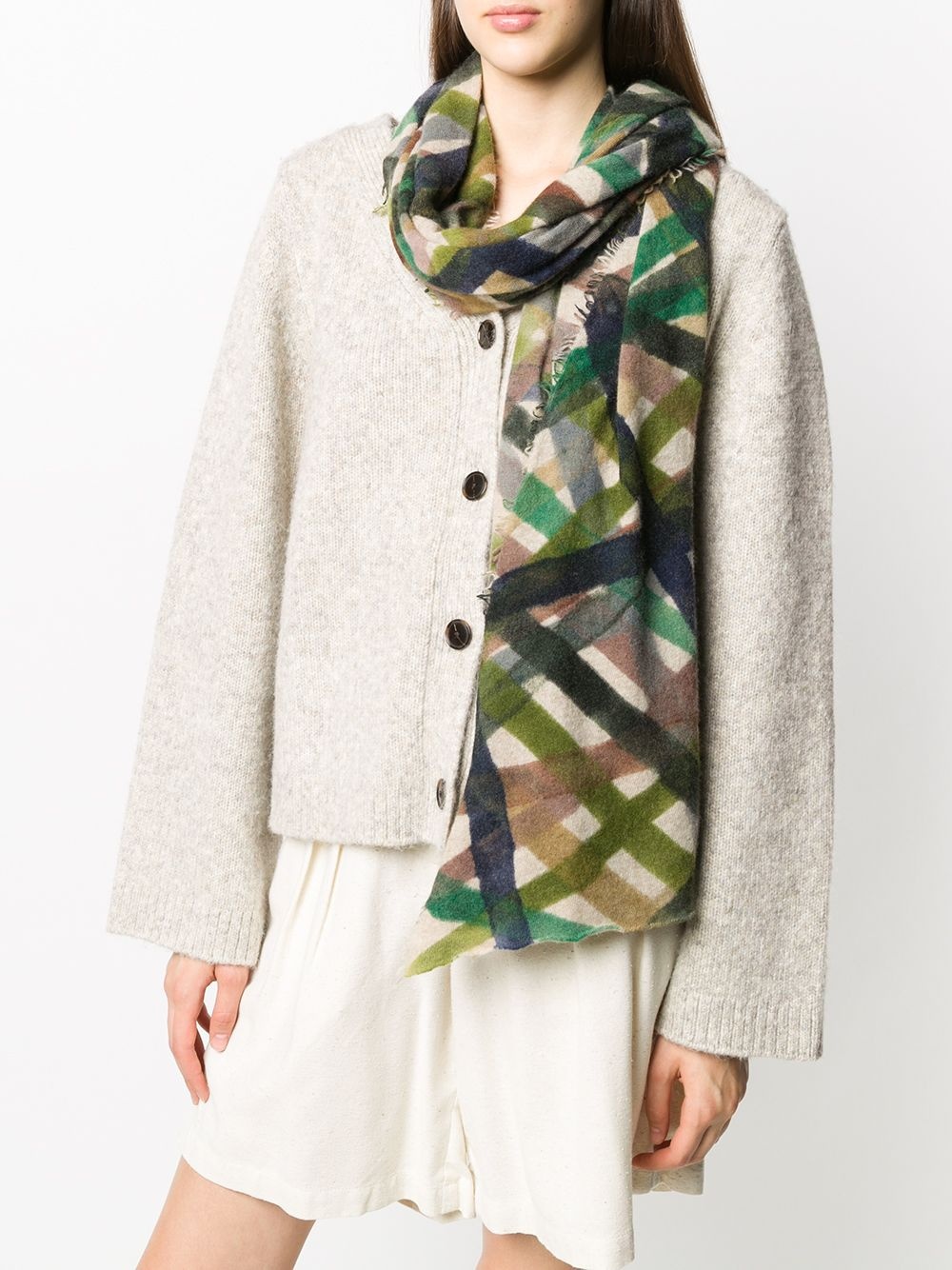 layered stripe cashmere scarf - 2