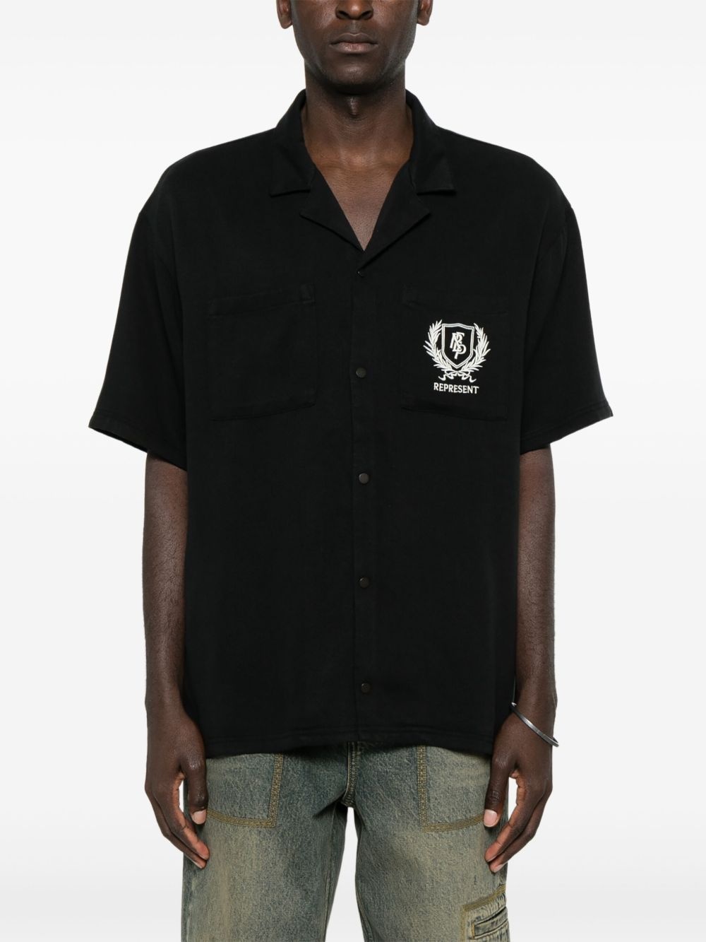 logo-embroidered shirt - 3