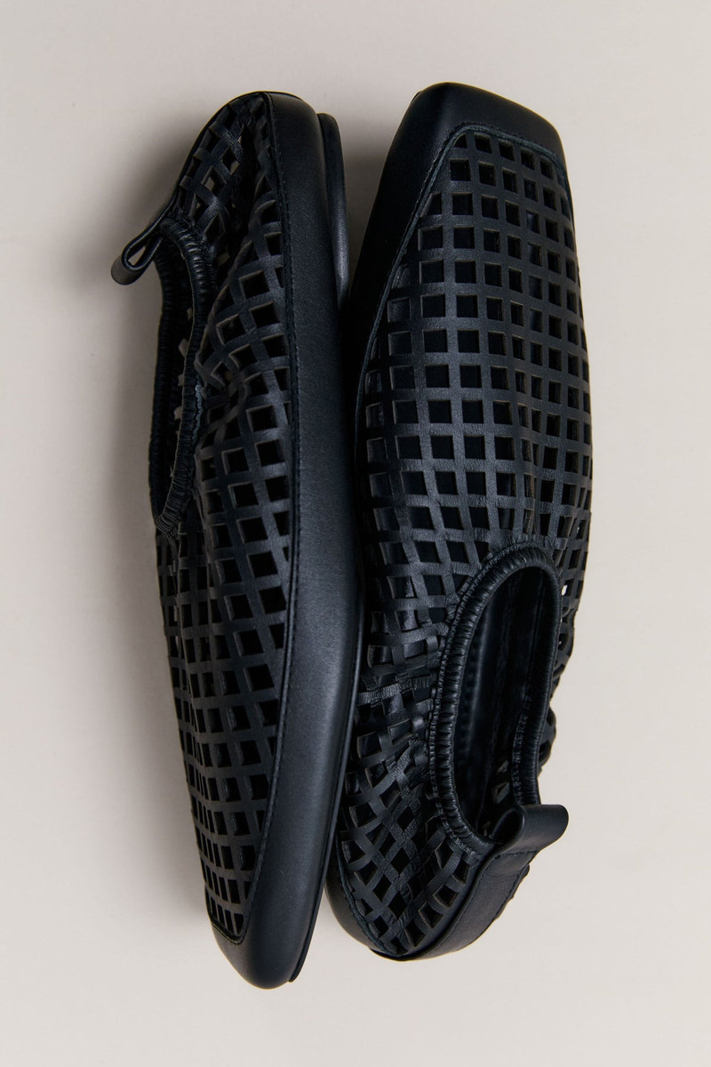 Perforated Square Toe Flat - Black 4