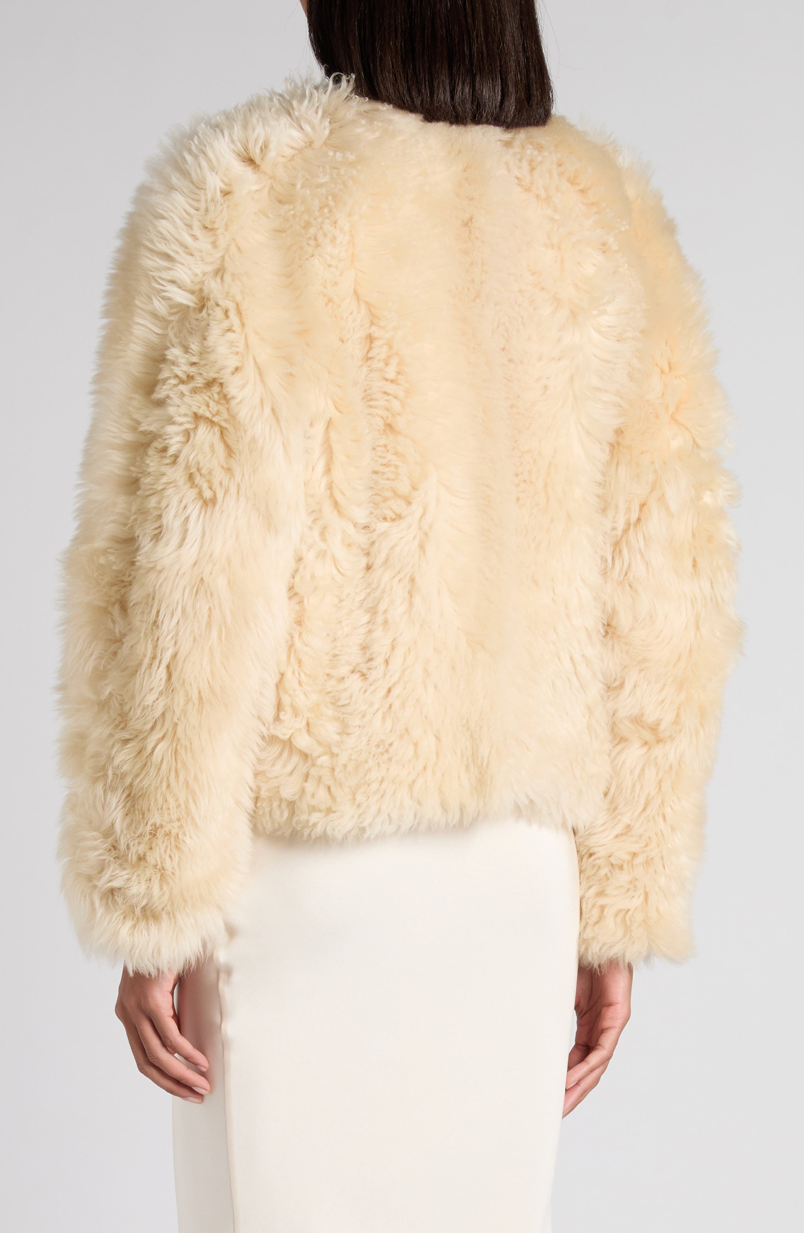 TOM FORD Curly Genuine Shearling Jacket in Off White at Nordstrom - 2
