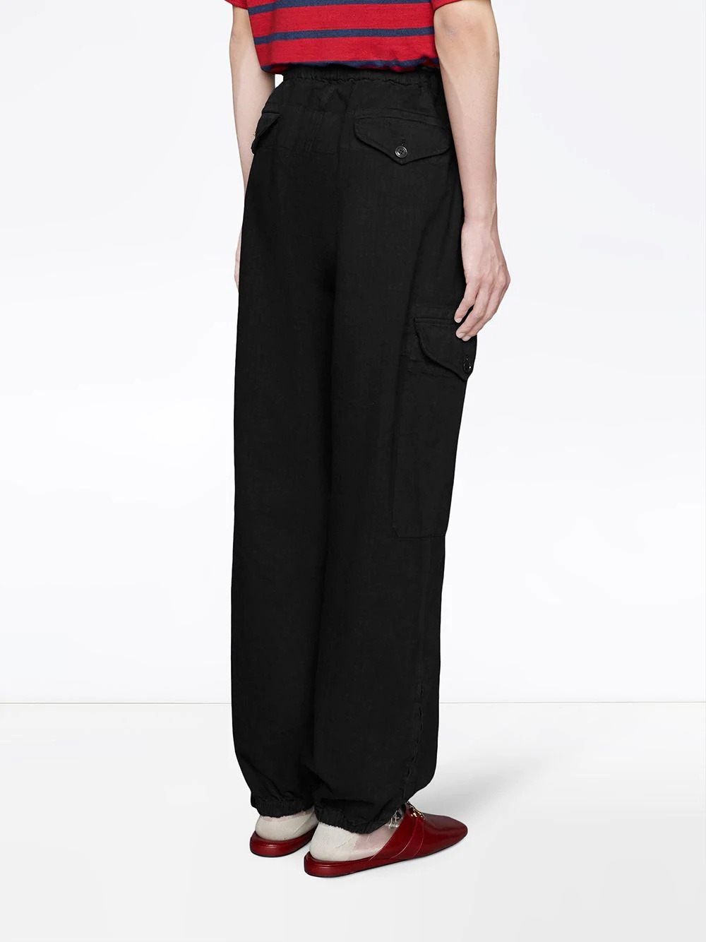 logo patch wide-leg cargo trousers - 4