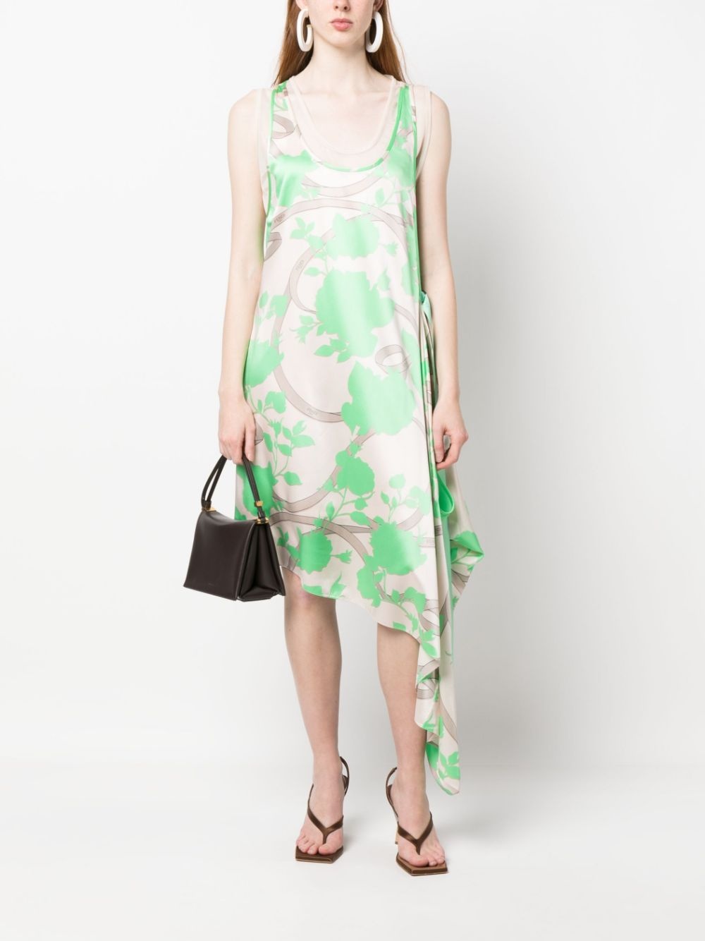 floral-motif draped silk dress - 2