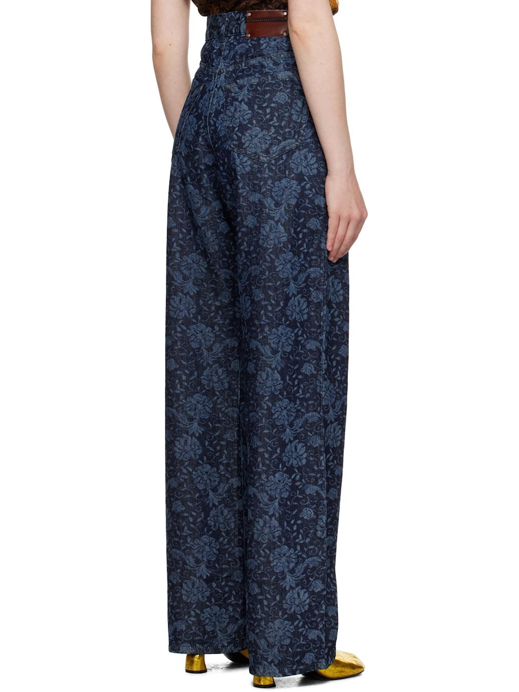 Indigo Printed Denim Jeans - 3