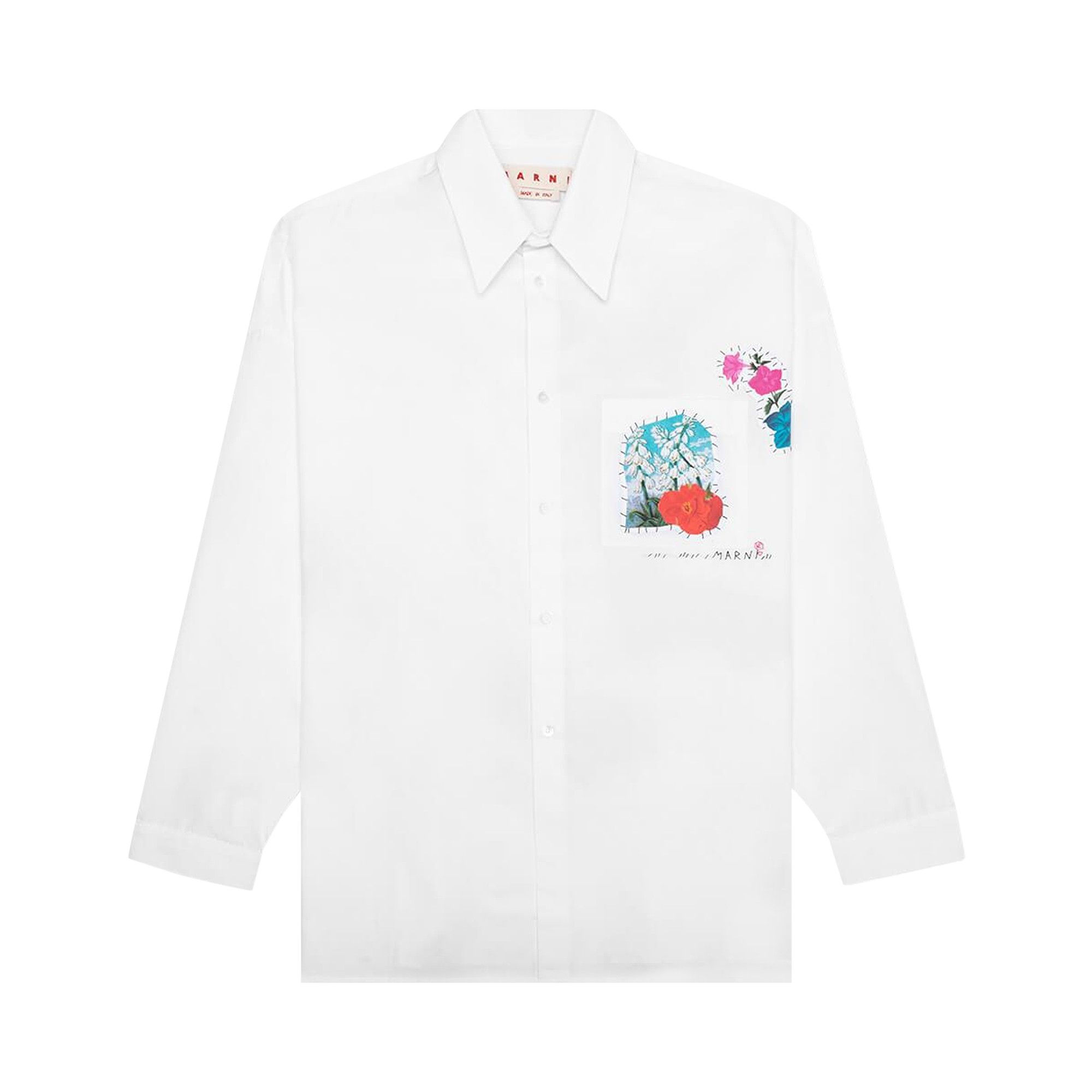 Marni Poplin Shirt With Flower Patches 'Lily White' - 1