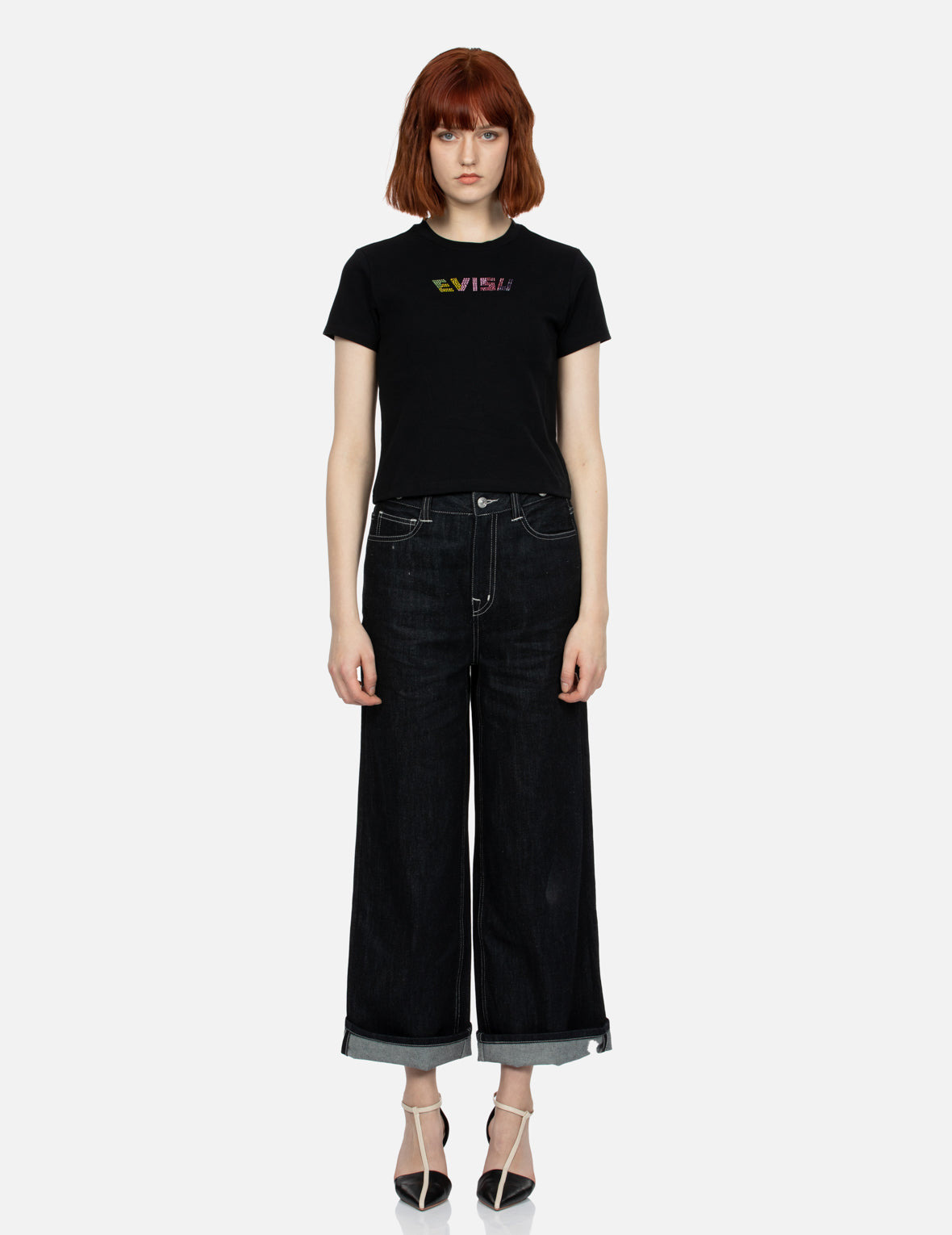 COLORFUL RHINESTONE LOGO SLIM FIT T-SHIRT - 5