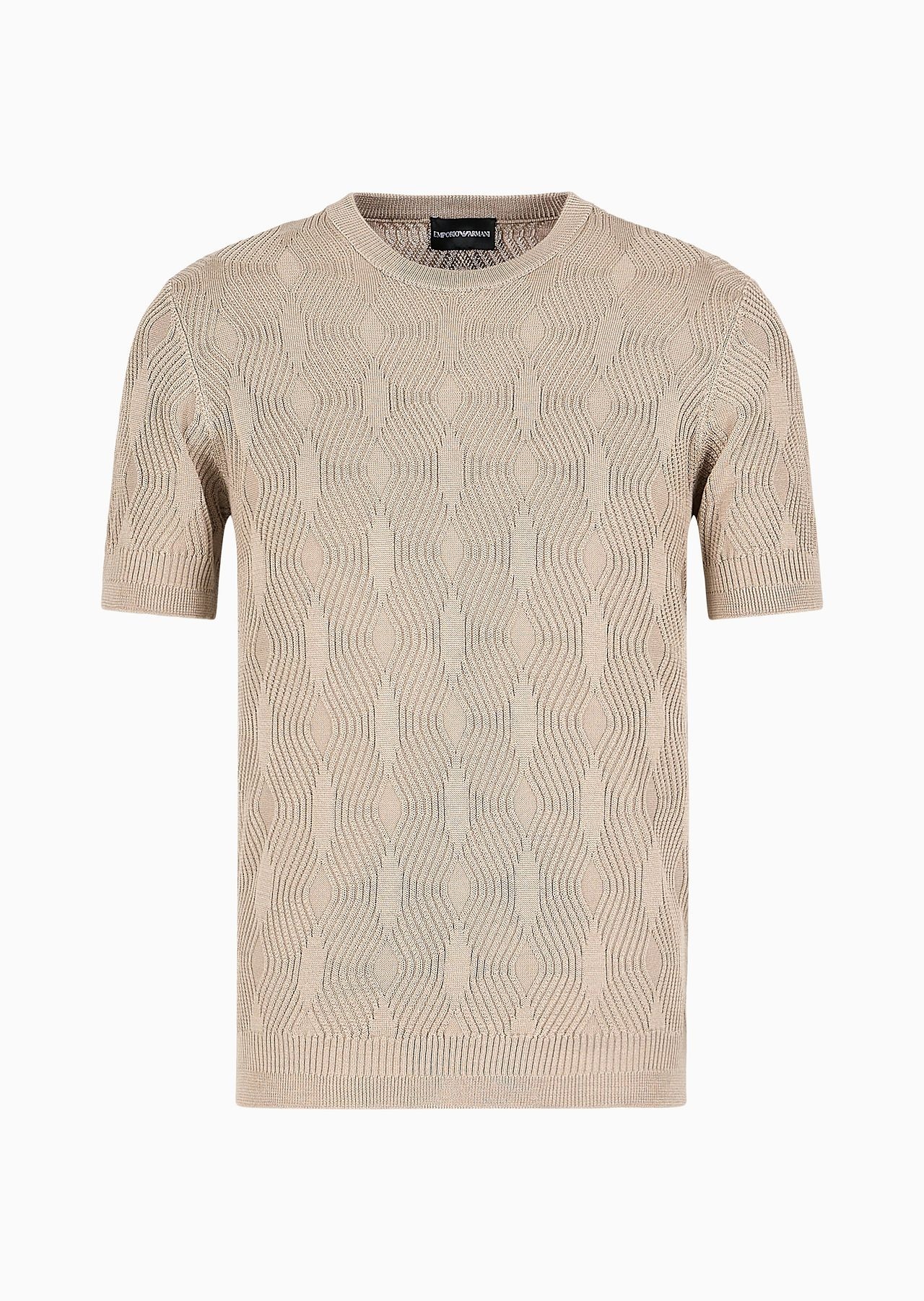 Embossed textured Lyocell-blend jumper with an op-art motif - 1