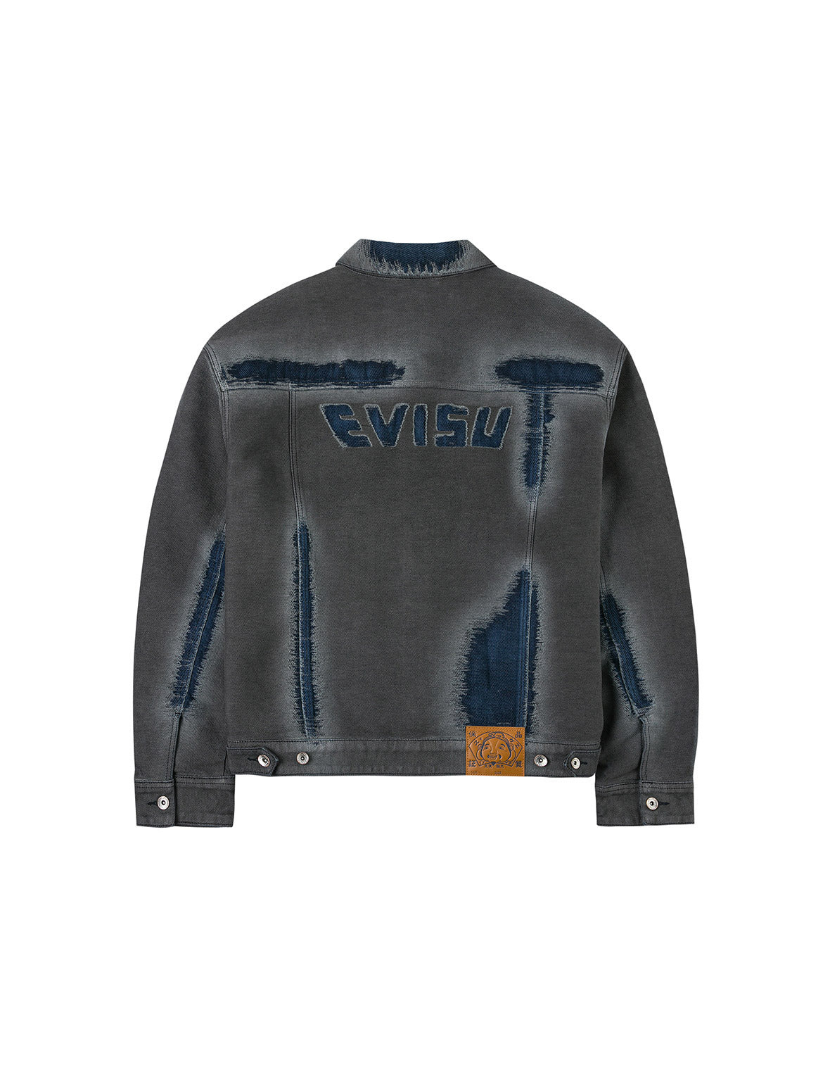 Distressed Seagull and Logo Print Relax Fit Washed Denim Jacket - 2