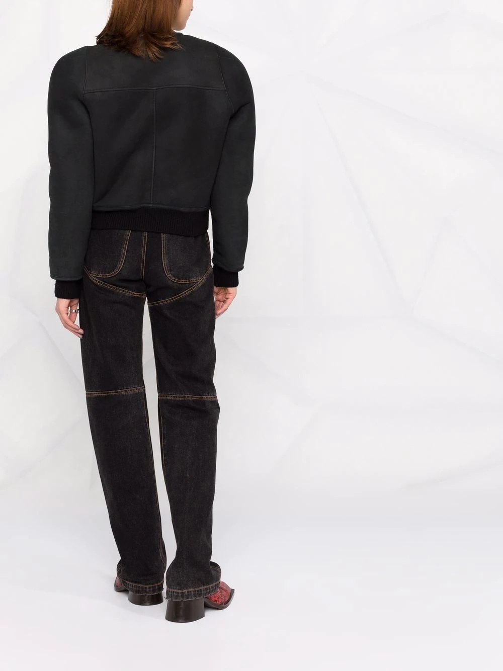 collarless wool bomber jacket - 4