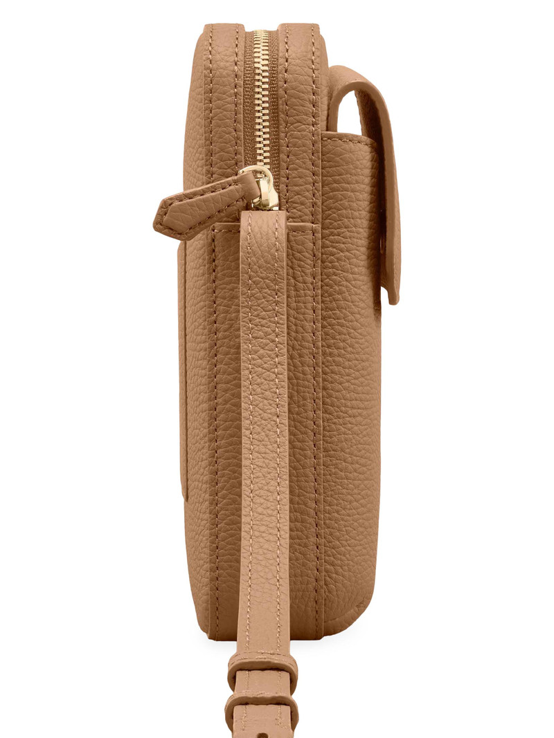 Leather Zip Phone Pouch - Sandstone Brown 5