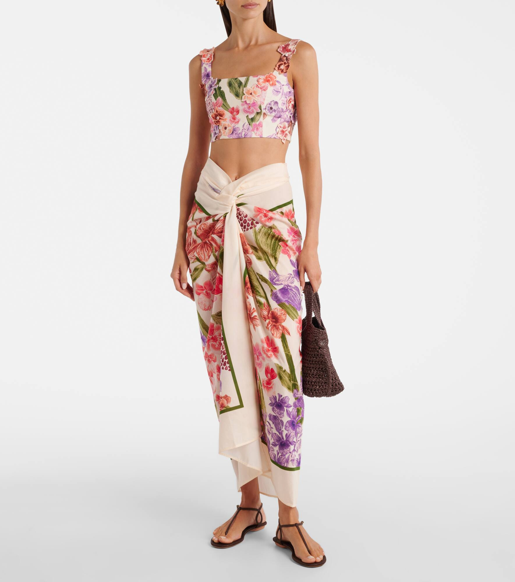 Floral cotton and silk beach cover-up - 2