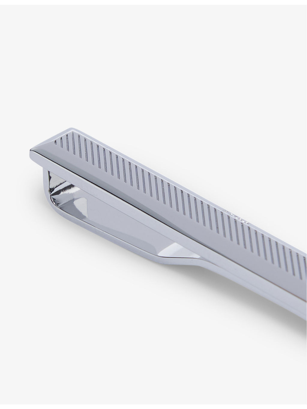 Engraved Linear-Pattern Brass Tie Clip - 4
