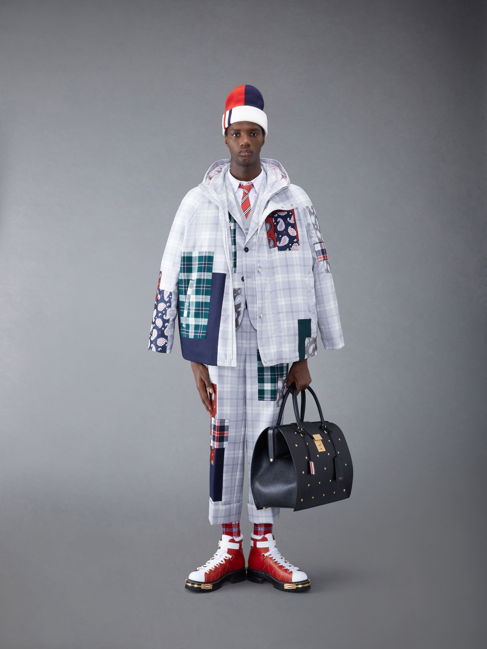 Tartan Twill Patchwork Sack Sport Coat - 4