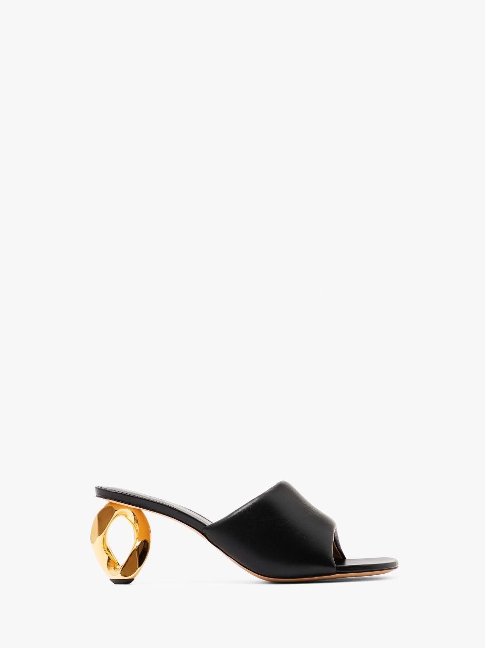 CHAIN HEEL LEATHER MULES - 1