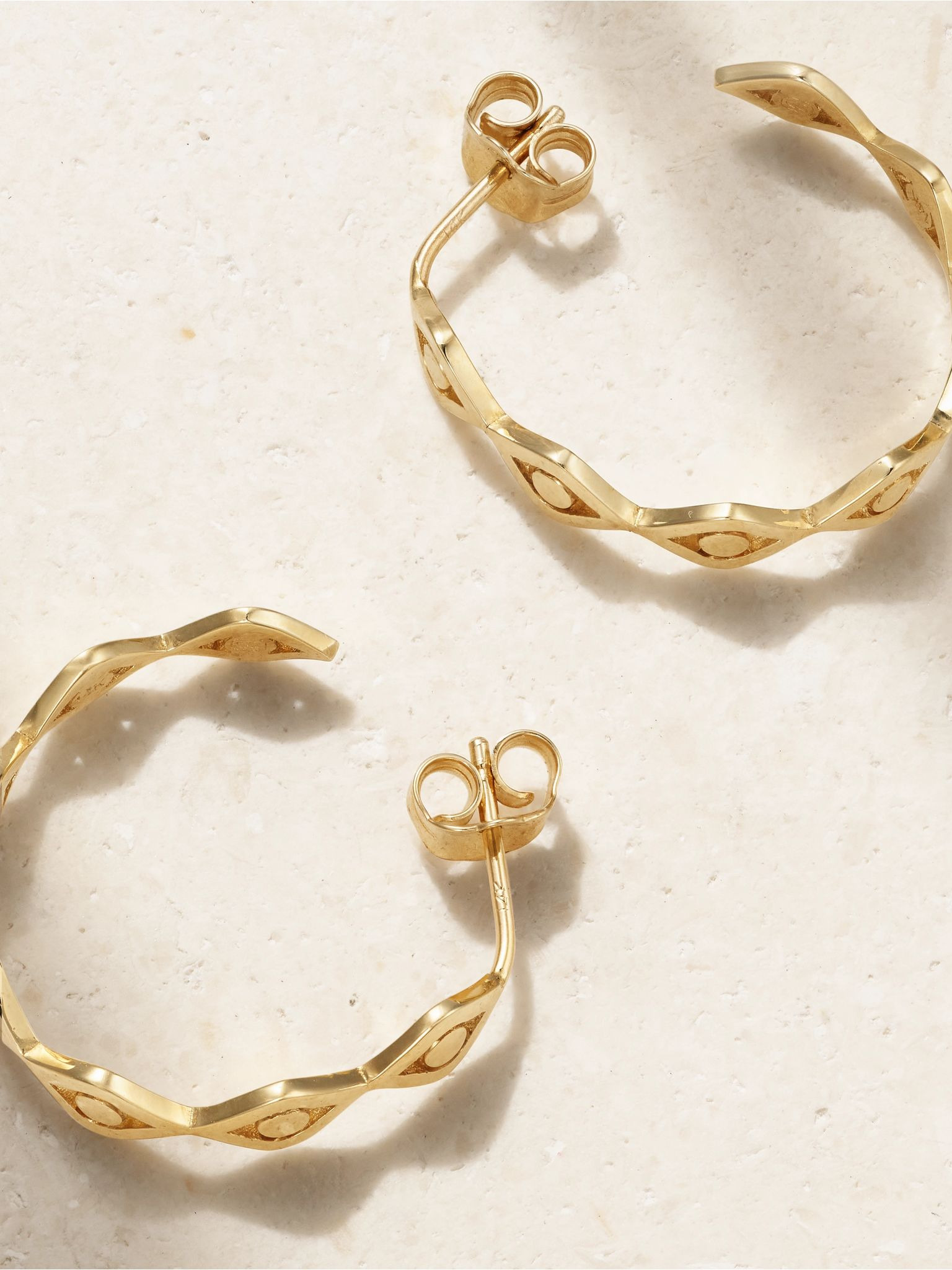 Medium Evil Eye 14-karat gold hoop earrings Gold - 3
