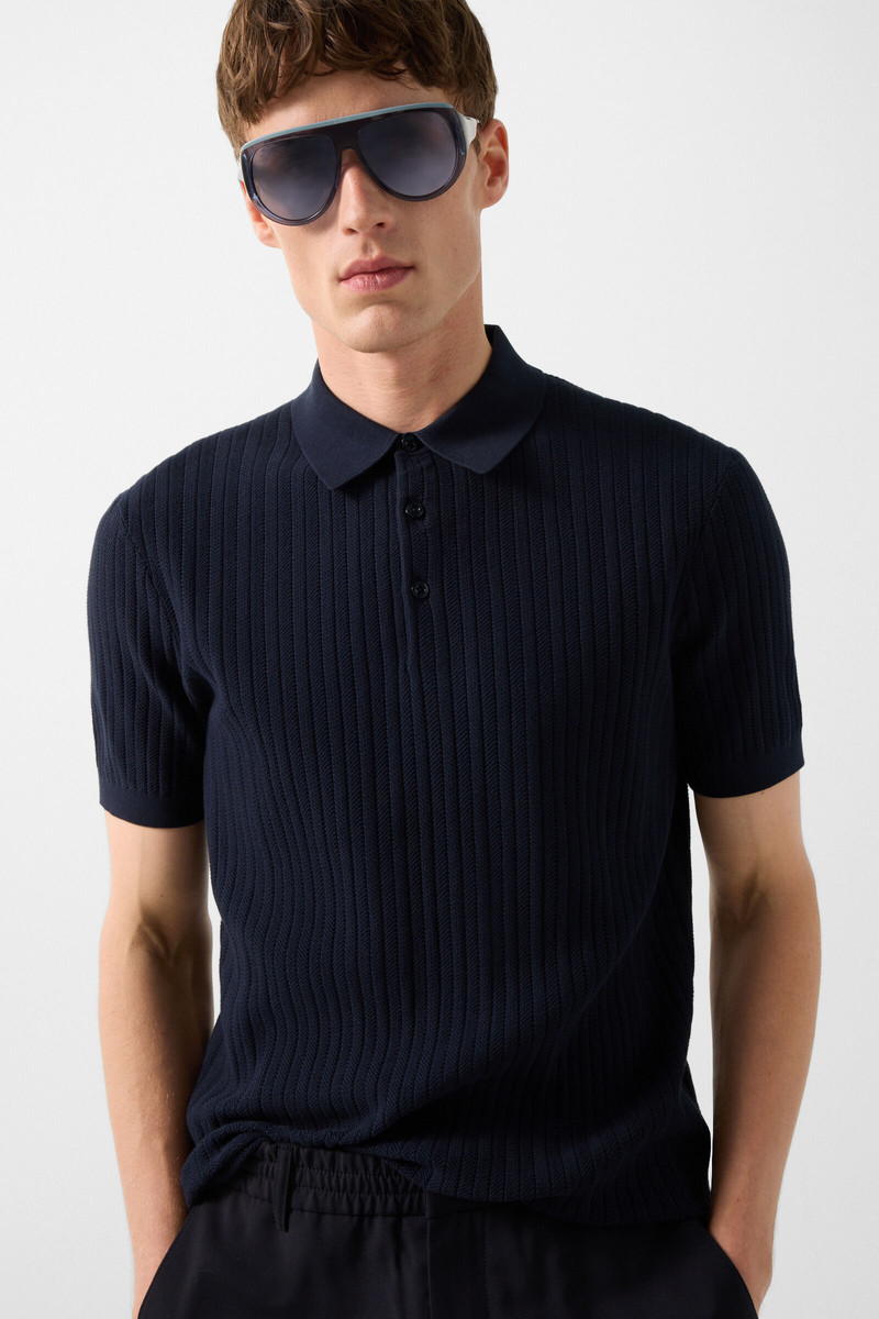 Tobias knitted polo shirt in Navy blue 5