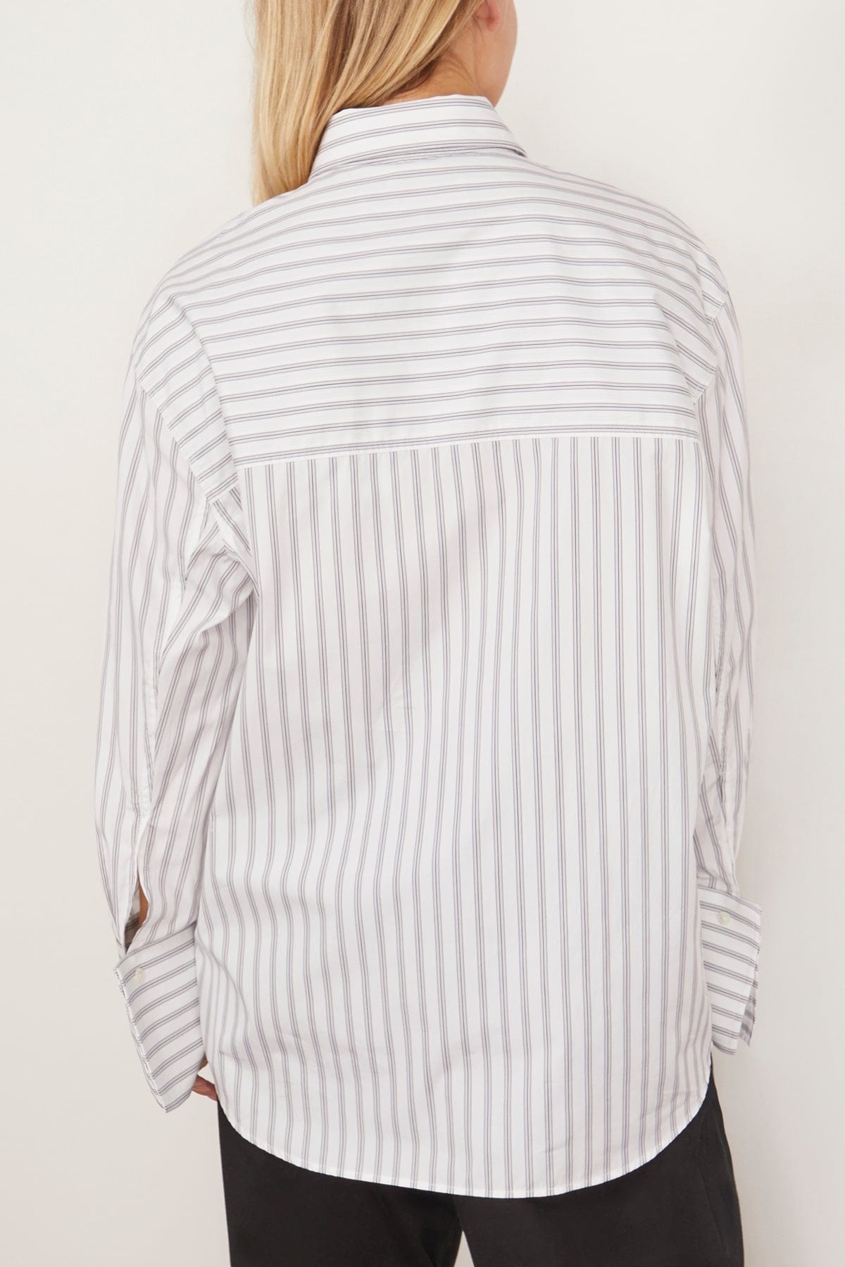 Oversized Striped Shirt in White / Black Wide Stripe - 4