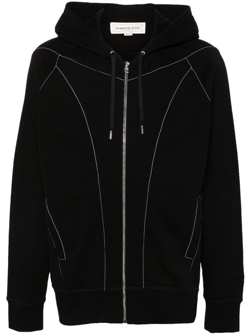 contrast-stitching hooded jacket 1
