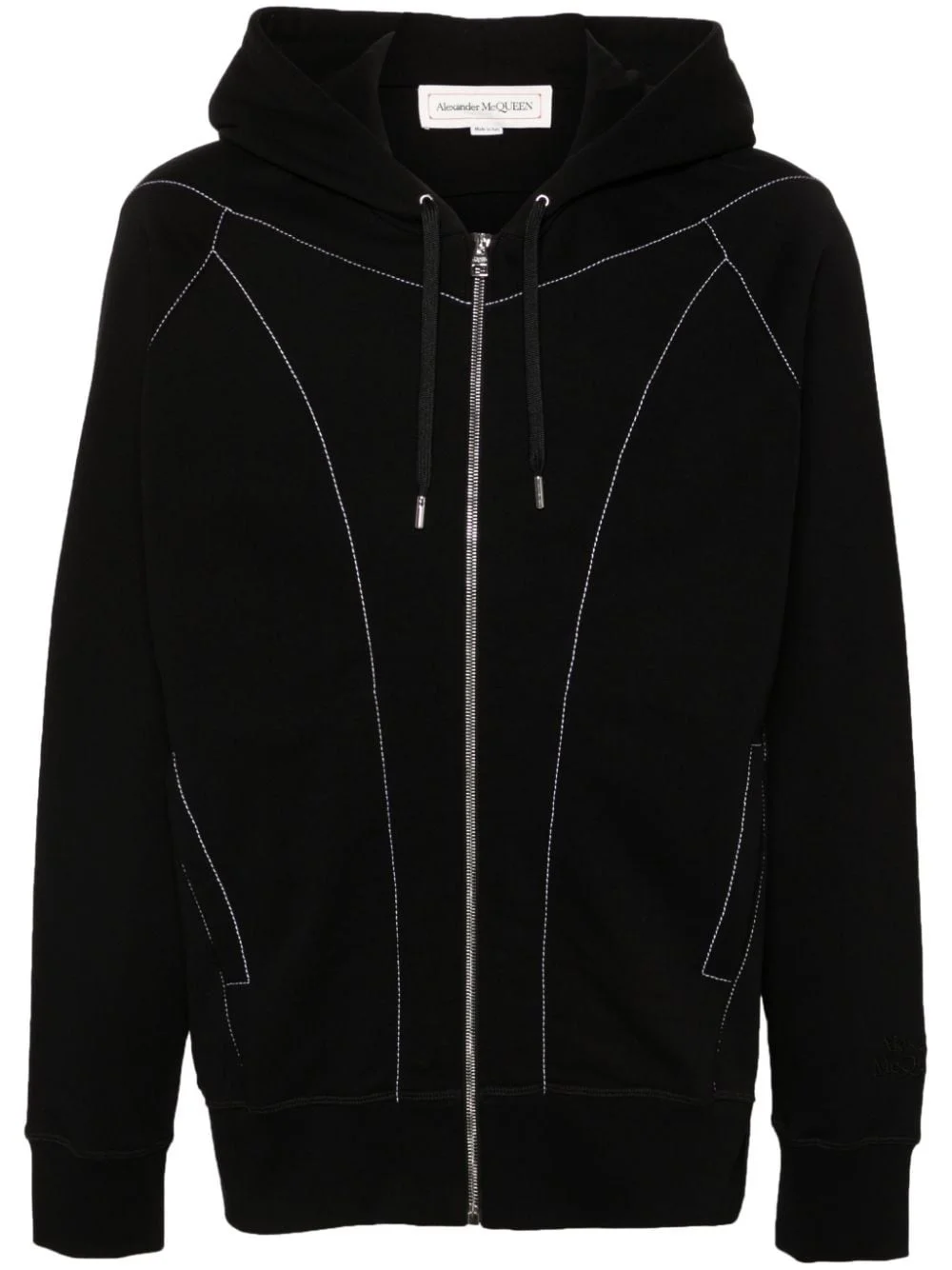 contrast-stitching hooded jacket - 1