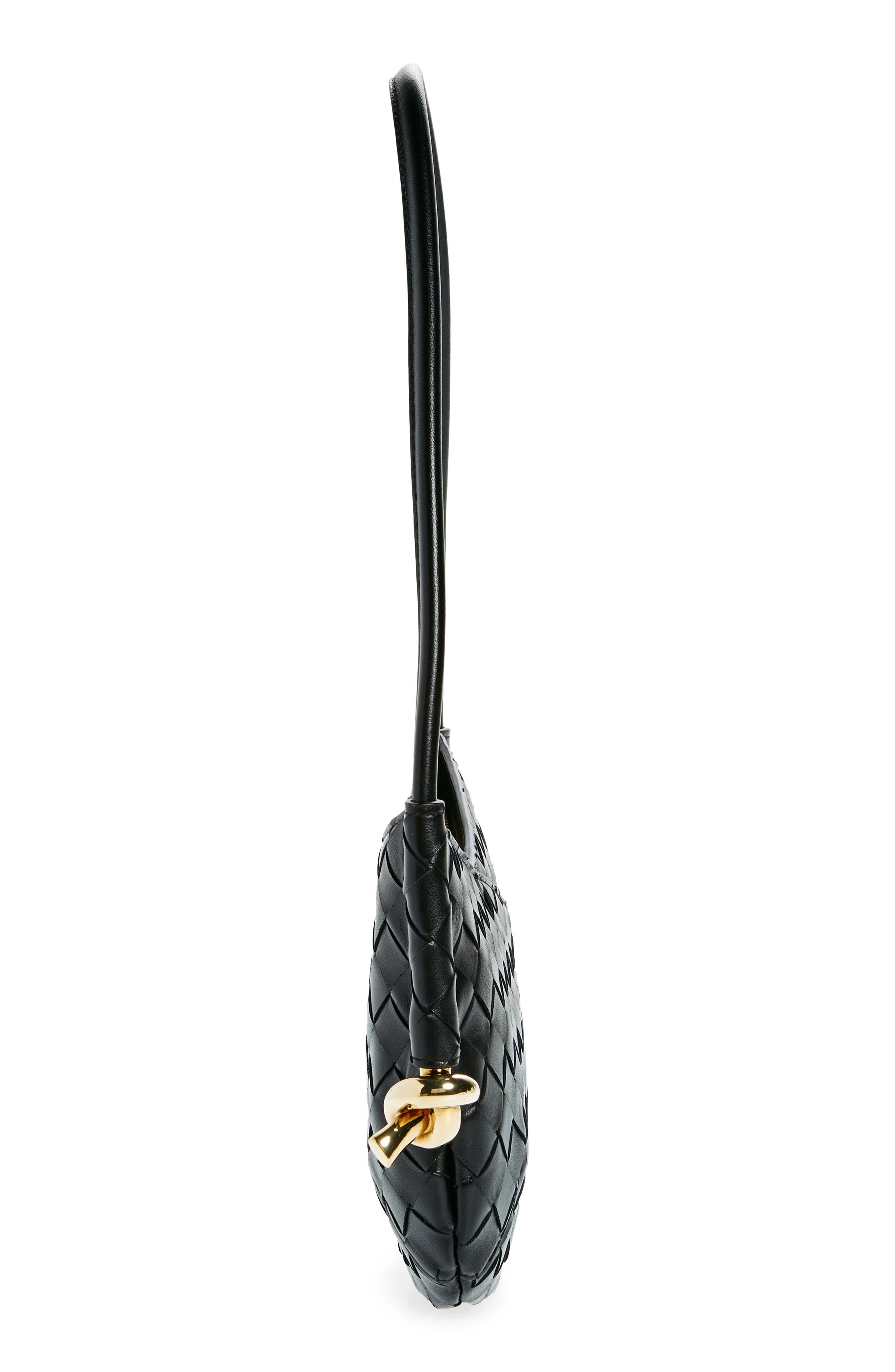 Bottega Veneta Mini Solstice Intrecciato Leather Hobo Bag in 1019 Black-M Brass at Nordstrom - 6