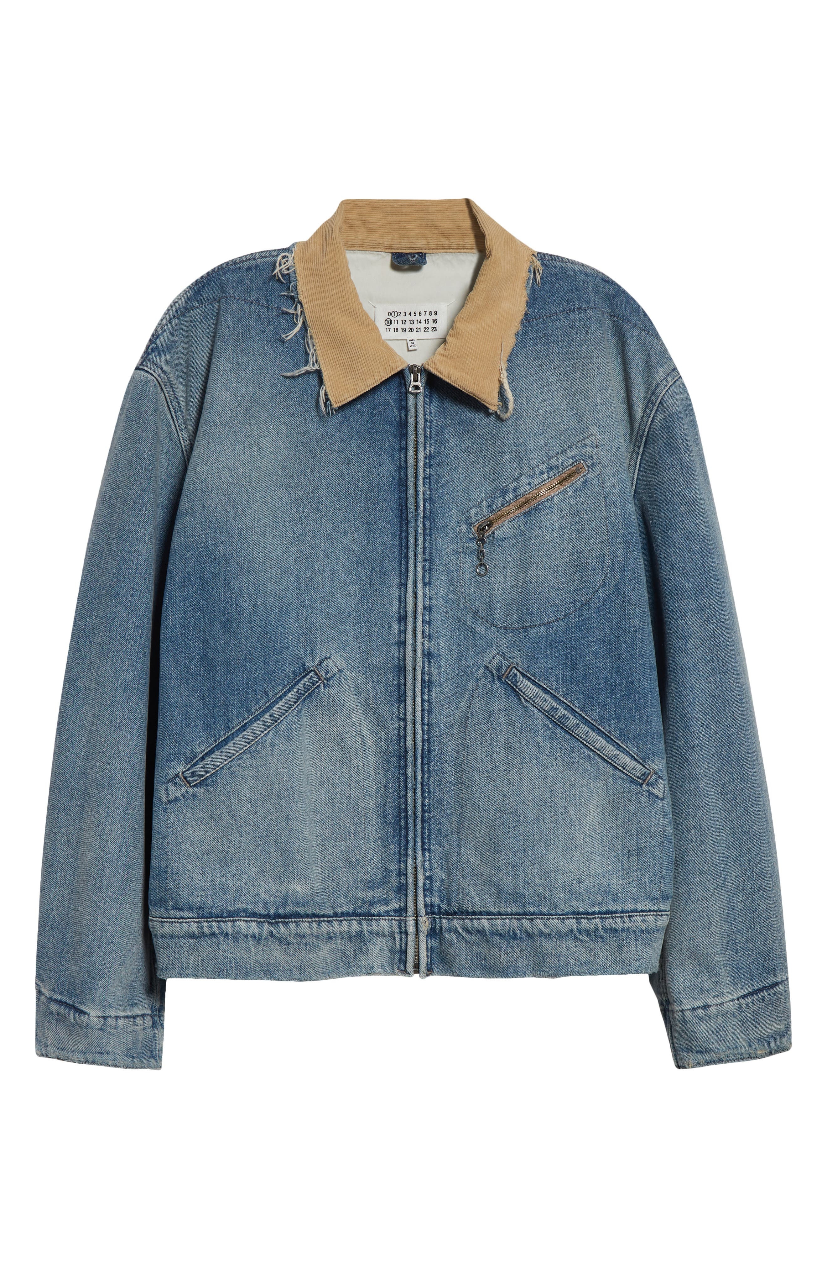 Maison Margiela Corduroy Collar Denim Sports Jacket in Light Blue at Nordstrom - 7