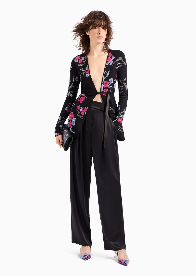 Double-sided silk-satin two-pleat trousers 4