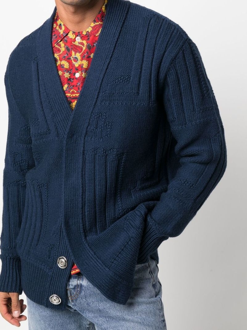 concealed-button knitted cardigan - 5