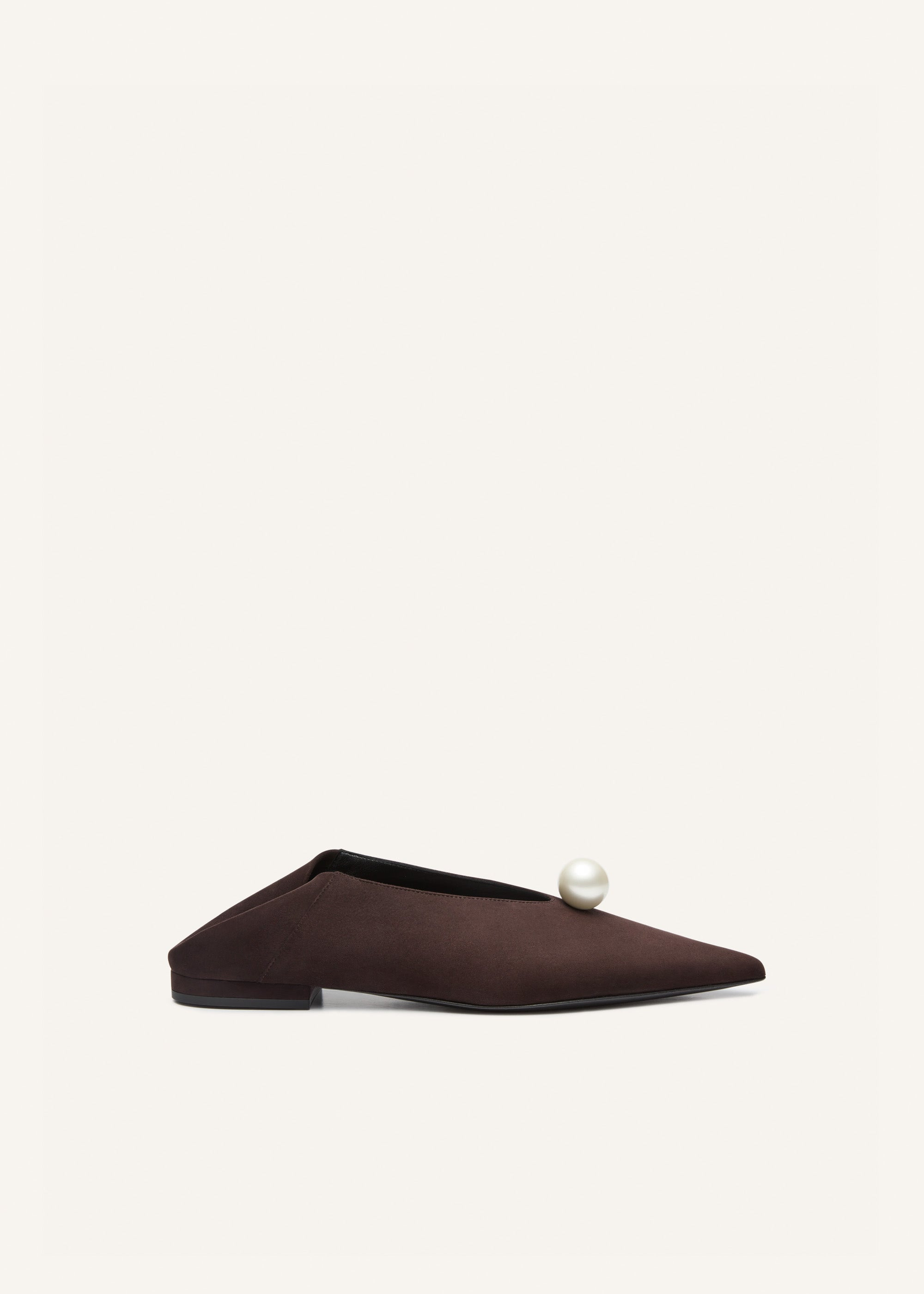Pointed pearl foldable ballet flats in brown suede - 4