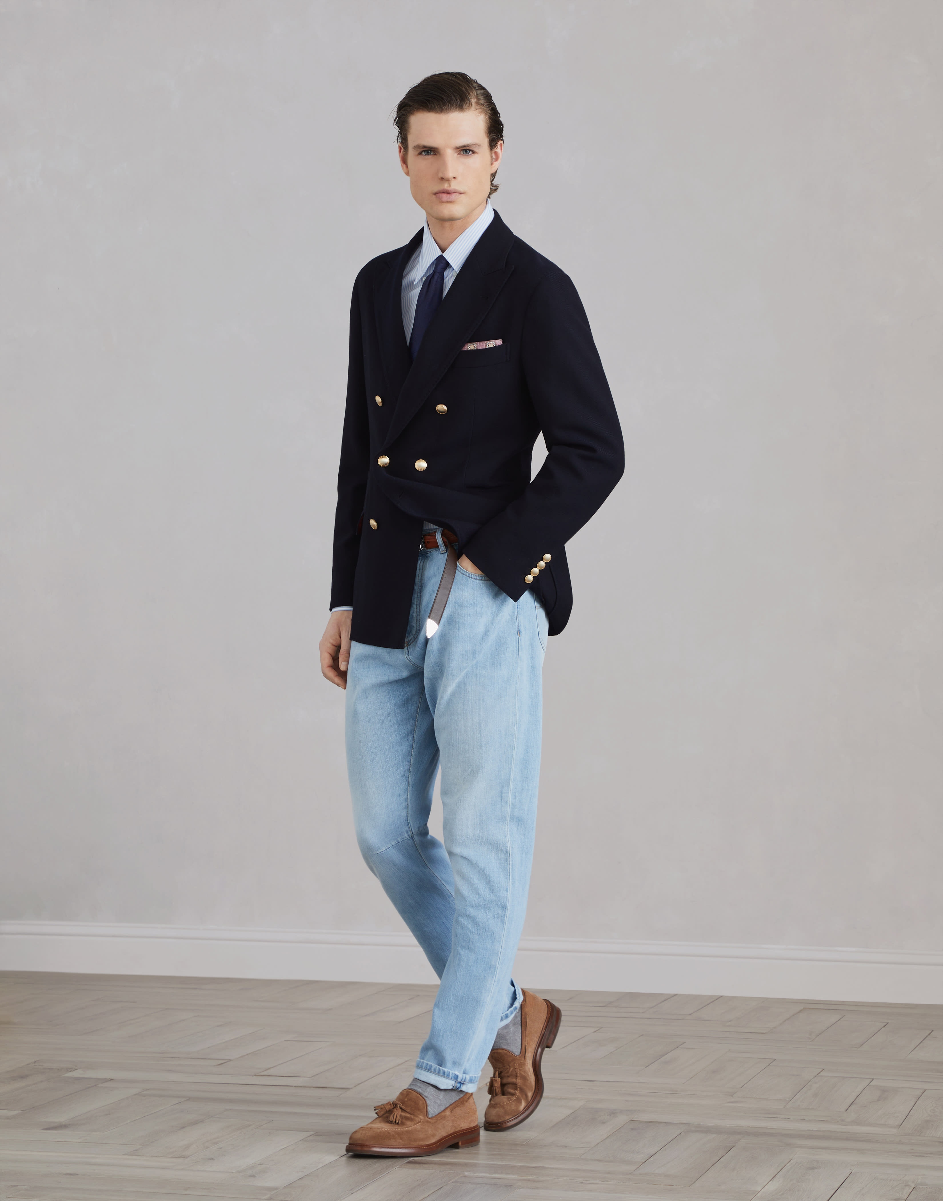 Striped cotton slim fit shirt with button-down collar - 5