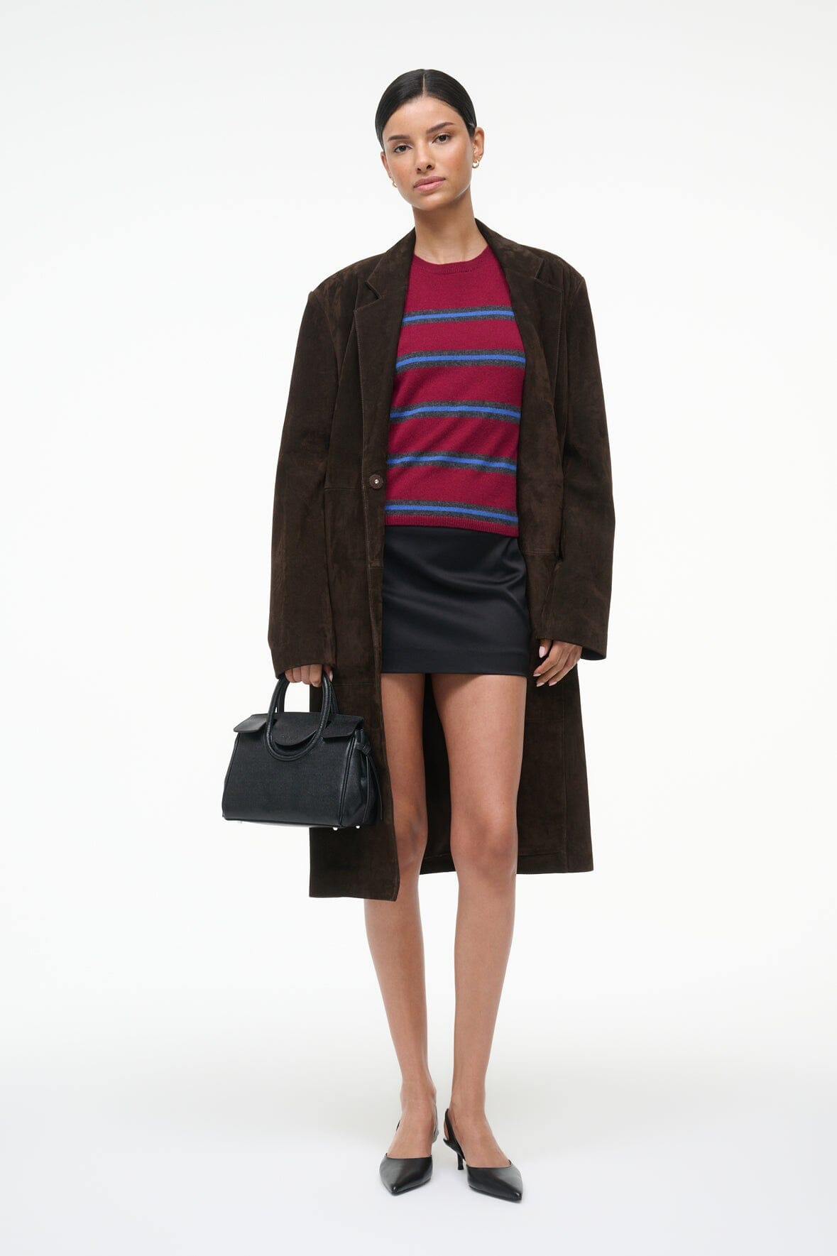 STAUD EASY CASHMERE TEE CRIMSON STRIPE - 5