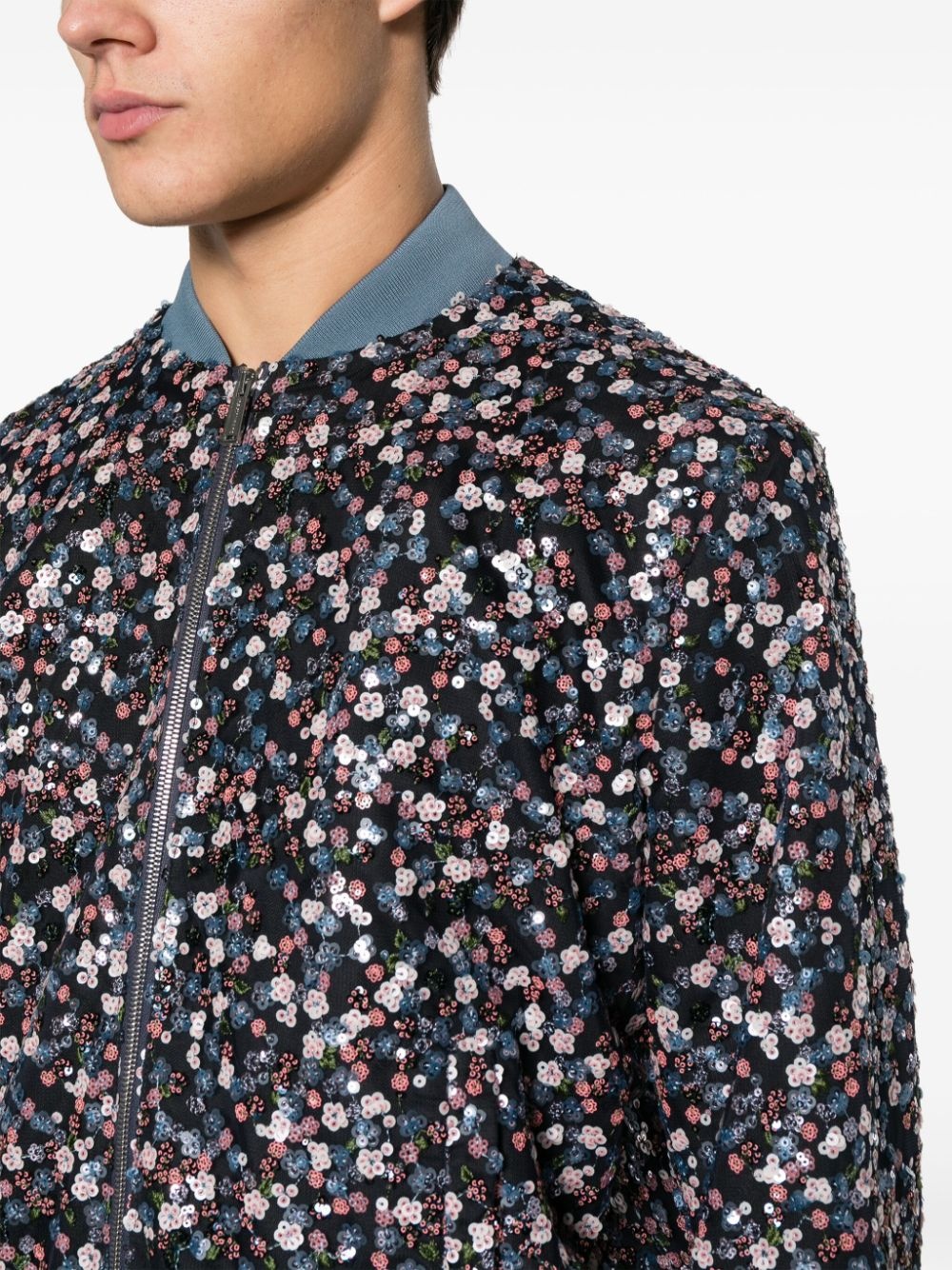 Blossoms floral-embroidery sequinned jacket - 5