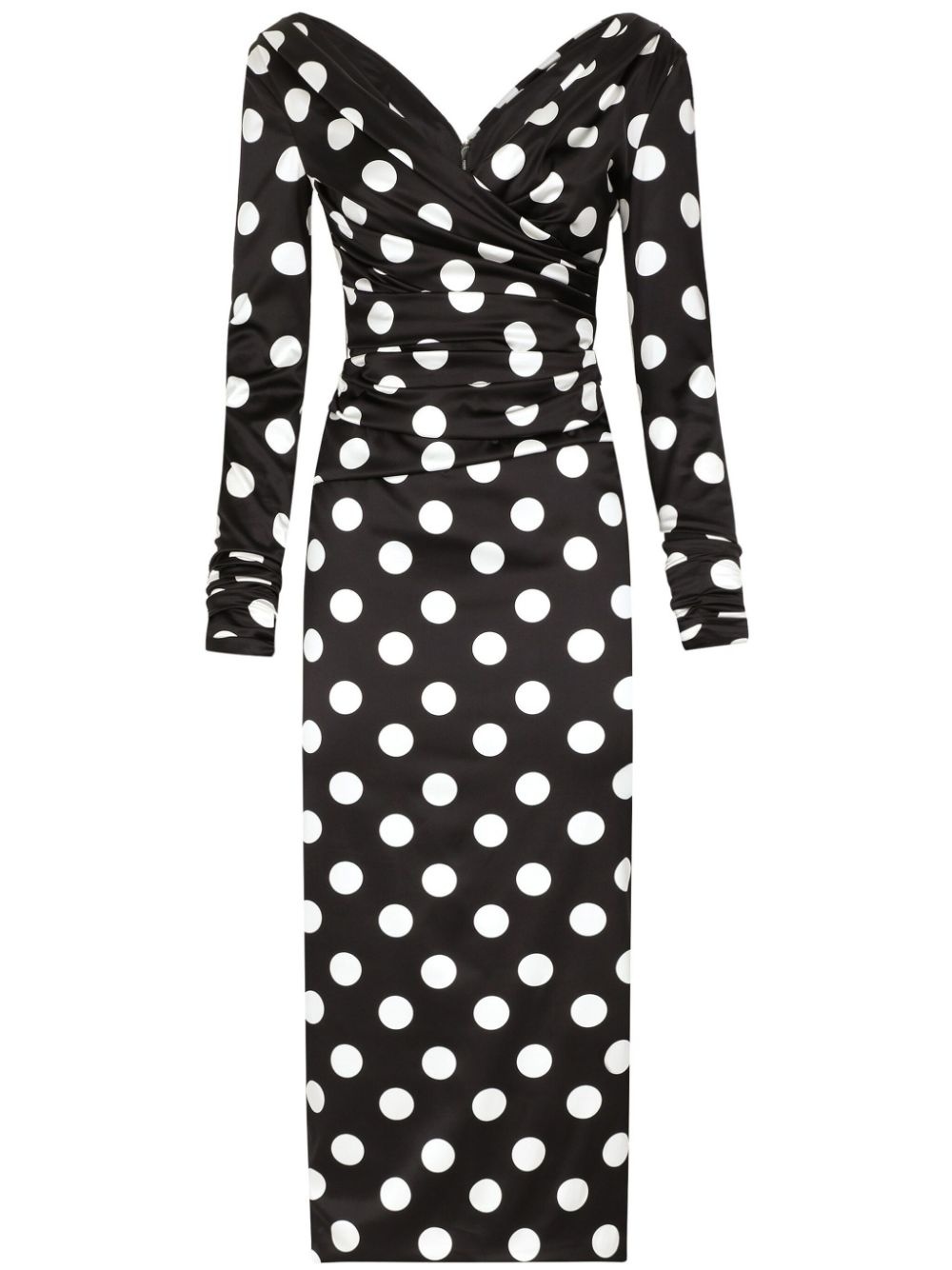 polka dot-print satin dress - 1