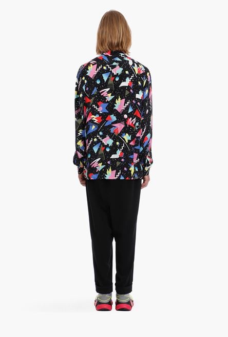 Oversized cuprammonium rayon shirt with multicolor print - 3