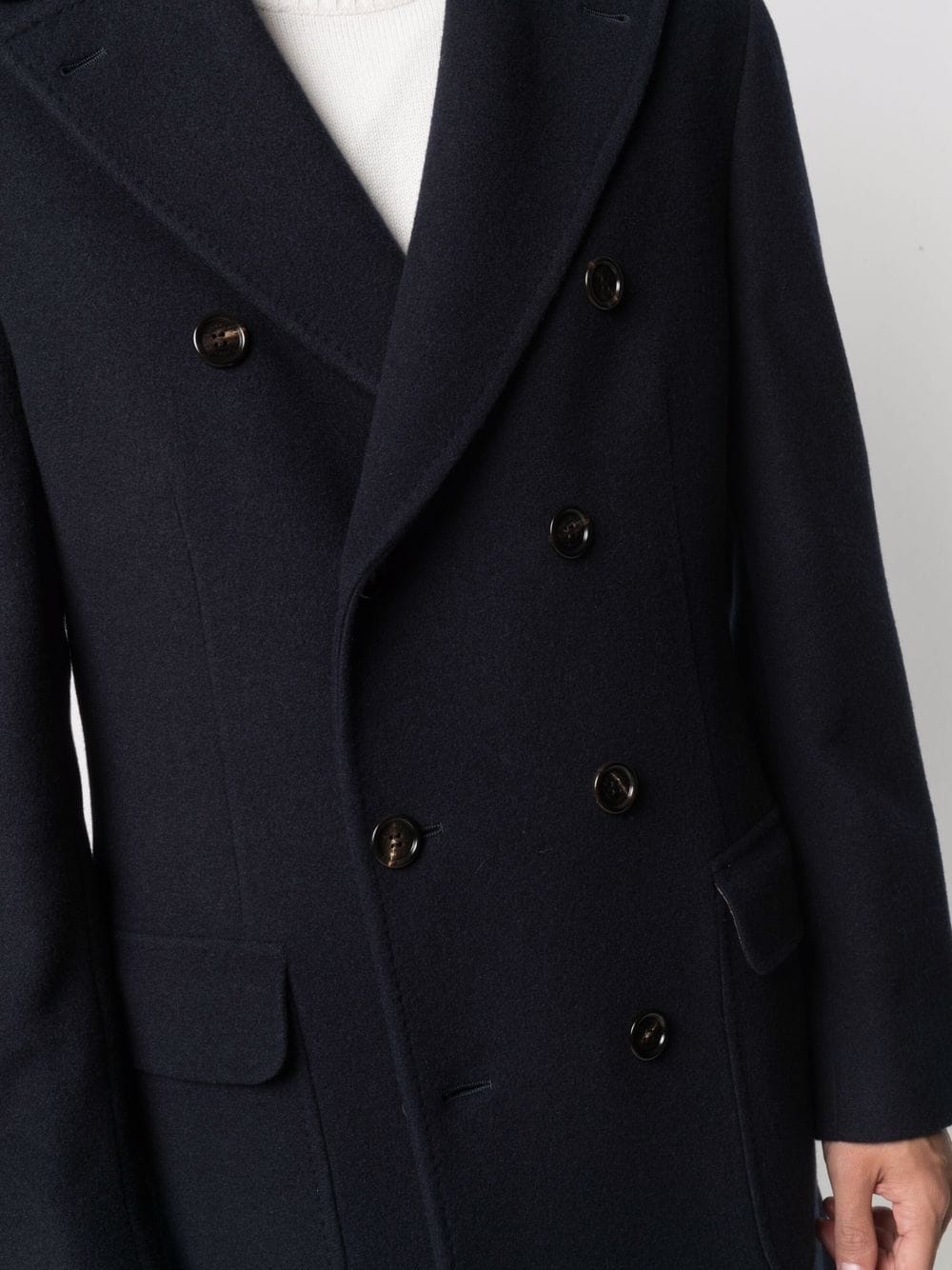 double-breasted cashmere coat - 5