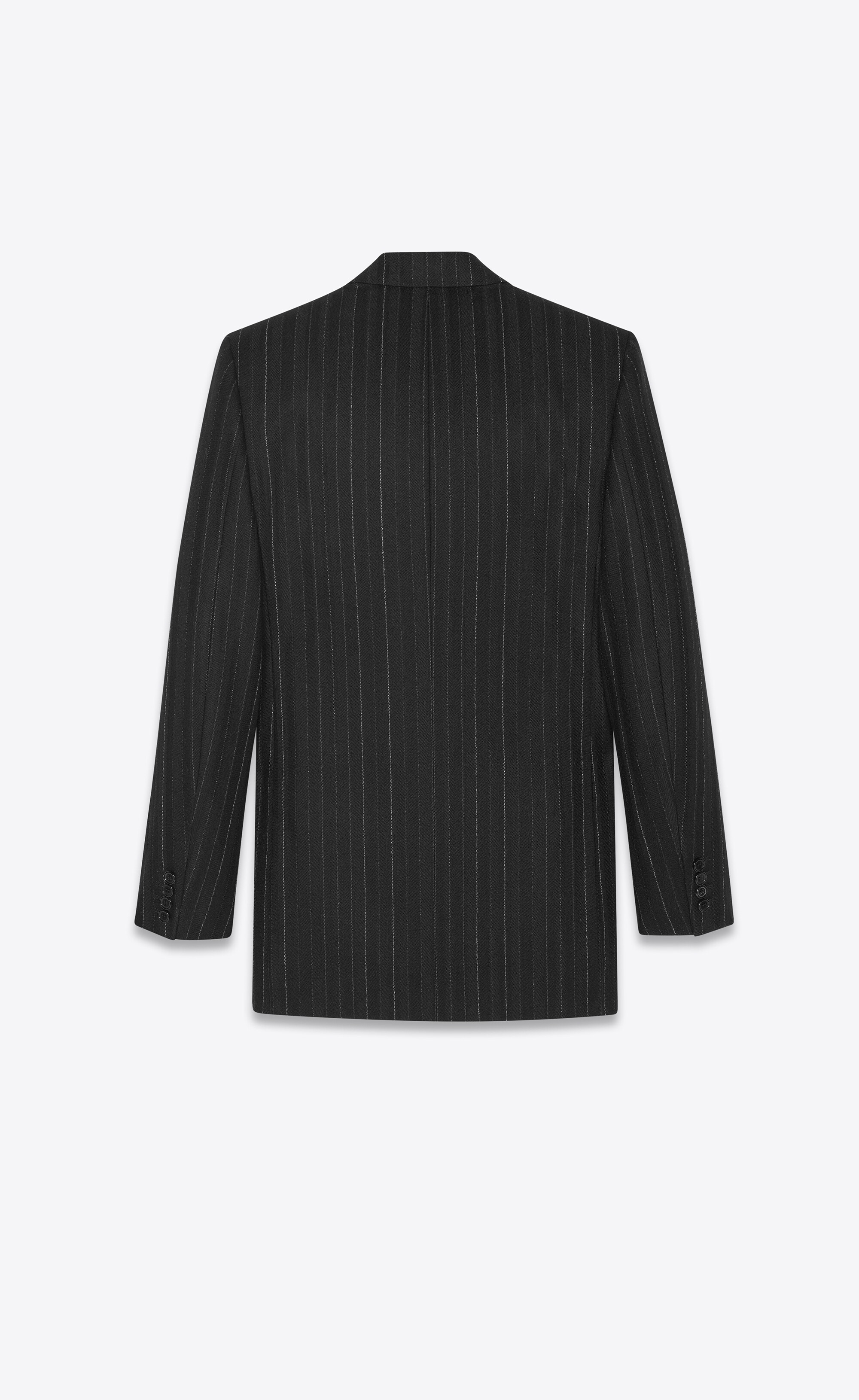 double-breasted coat in asymmetric striped wool - 2