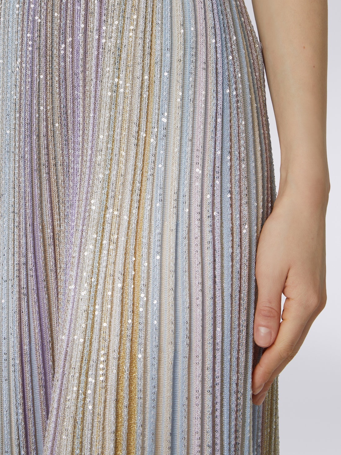 Long pleated viscose blend skirt with sequins - 5