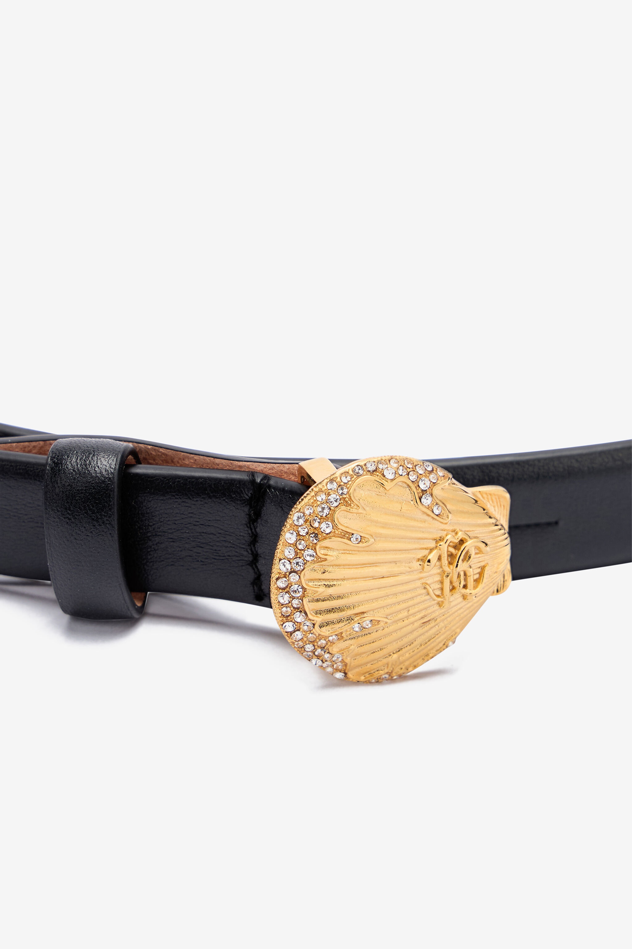 Leather Belt with Shell Buckle - 4
