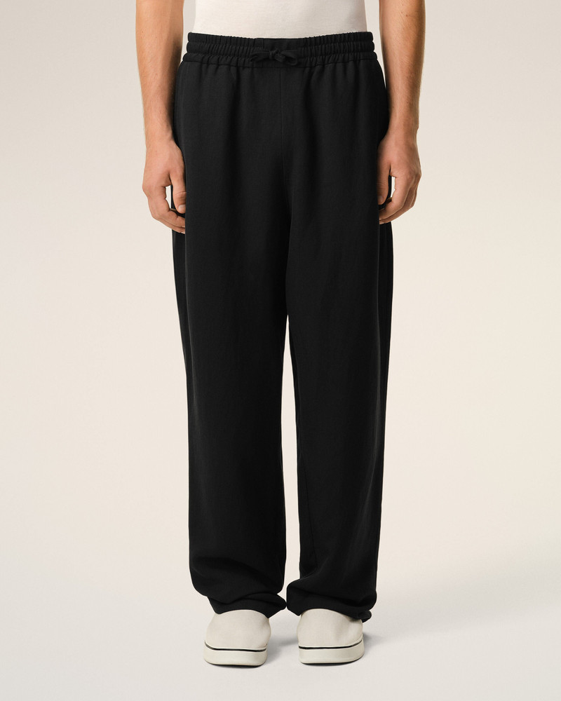 BLACK BLENDED LINEN ELASTICATED WAIST TROUSERS 3