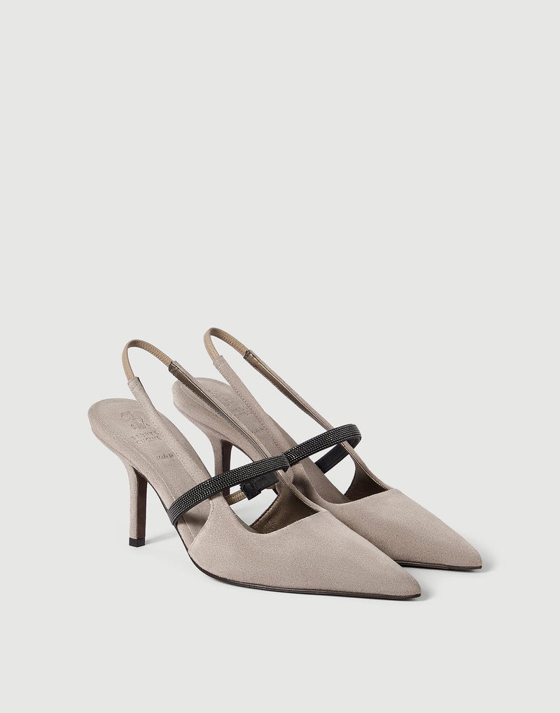 Suede heels with precious strap 2