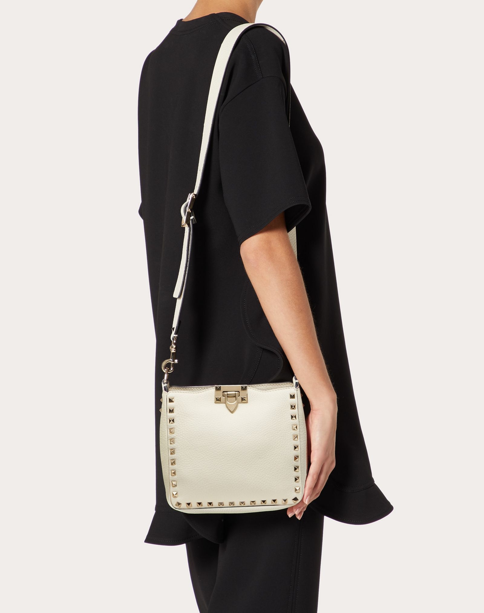 Mini Rockstud Grainy Calfskin Hobo Bag - 6