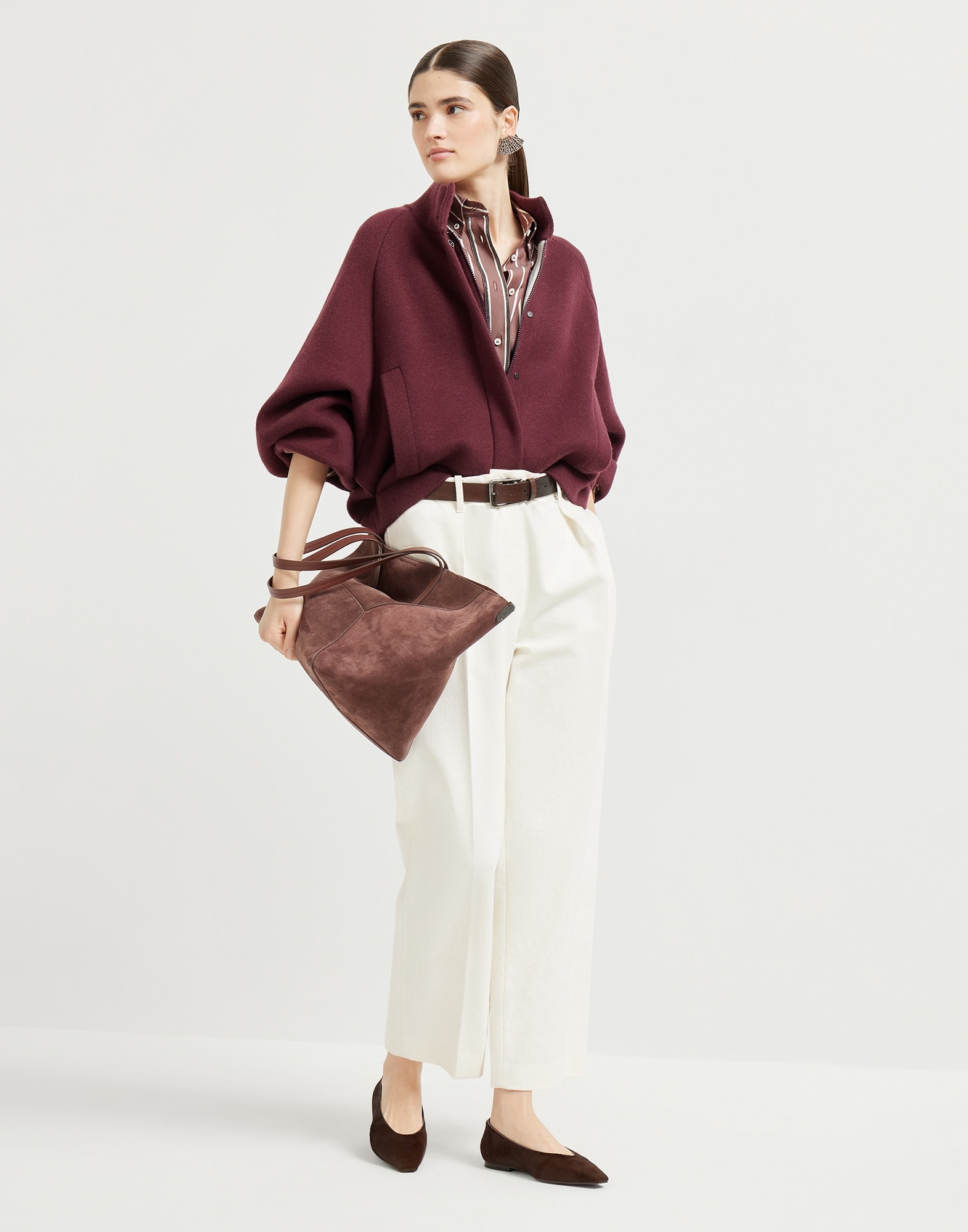 Cashmere double knit outerwear jacket with shiny detail - 5