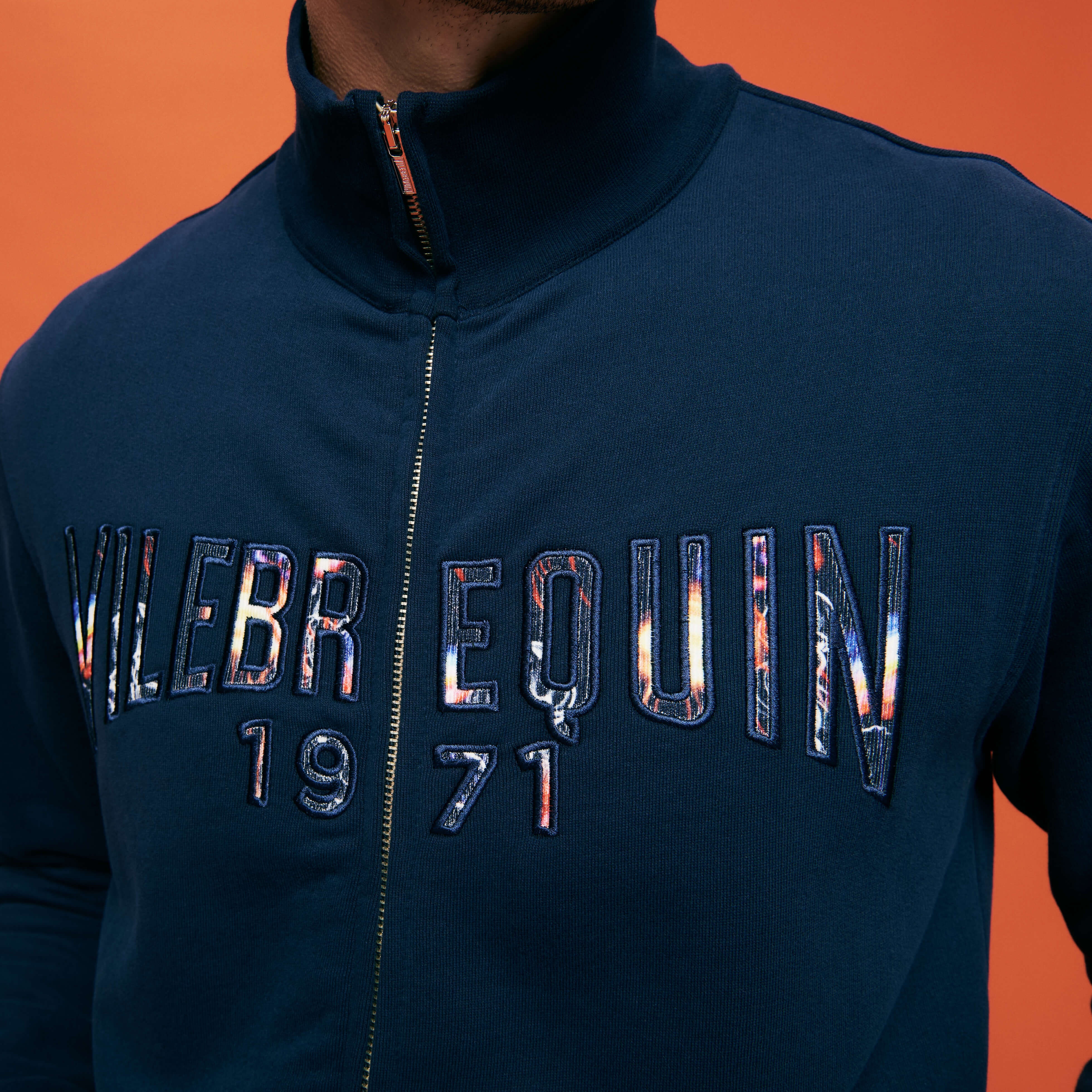Men Cotton Front Zip Sweatshirt Neo Médusa brodé - 6