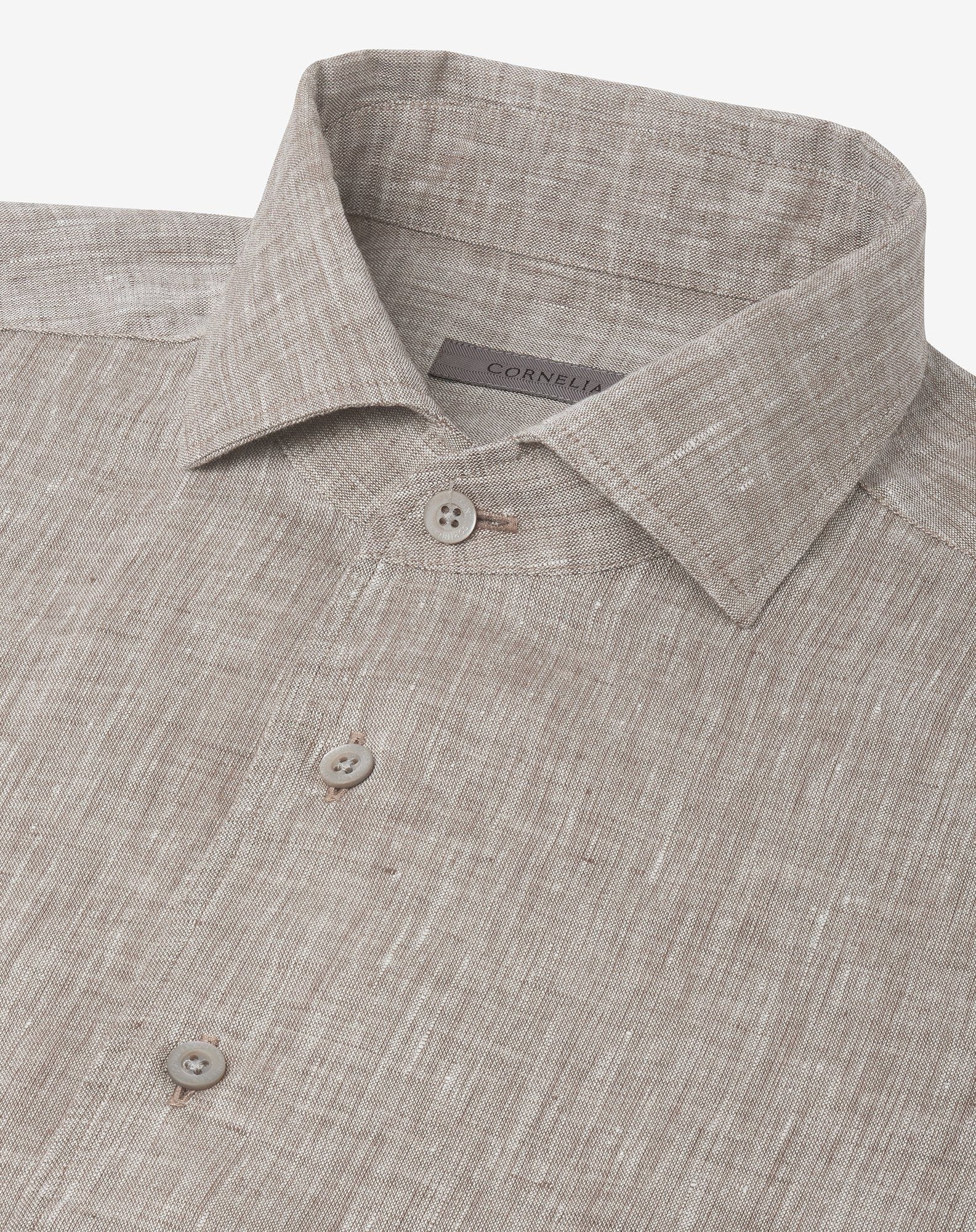 Brown pure linen shirt - 4