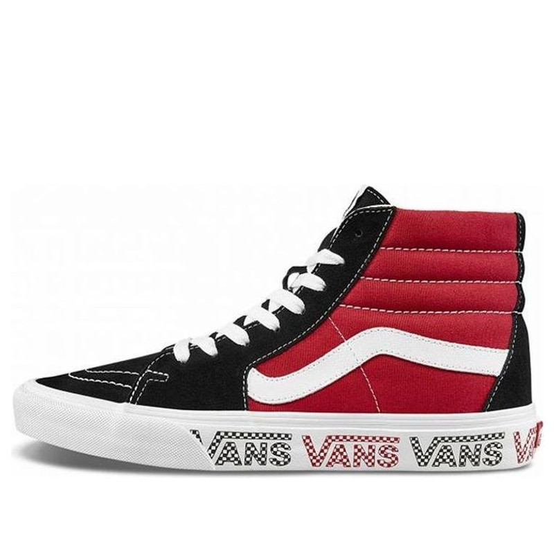 Vans SK8-HI Sidewall Logo Black Racing Red Suede Skate Shoes 'Black Racing Red' VN0A4BV6SXX - 1
