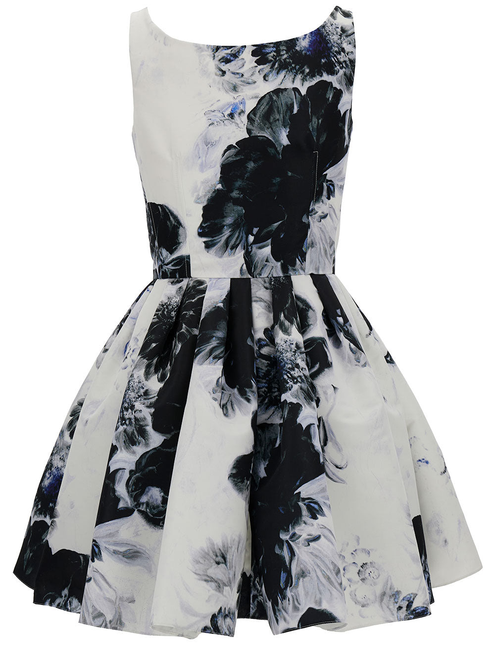 Alexander Mcqueen Women Mini White And Black Dress With All-Over Chiaroscuro Print In Polyfaille Wom - 2